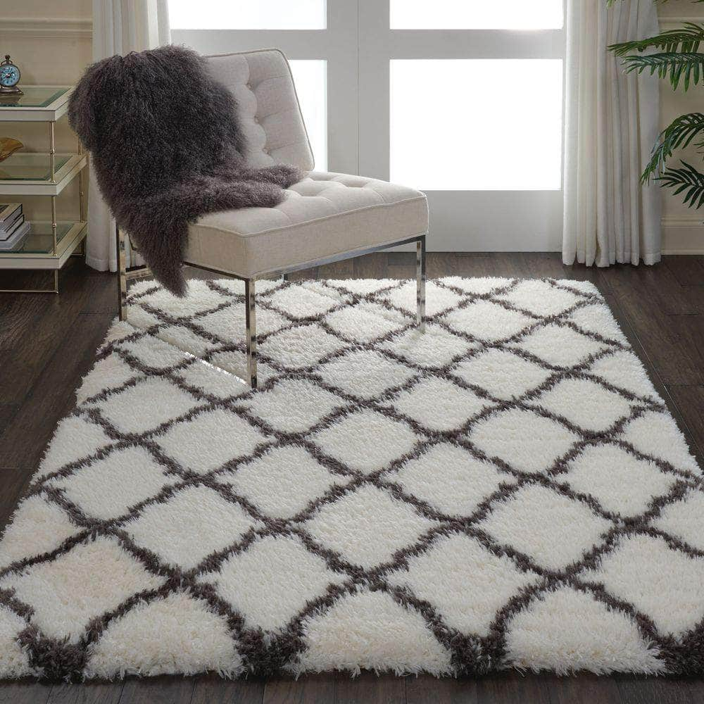 Ultra Plush Shag ULP02 Ivory/Charcoal Rugs #color_ivory/charcoal