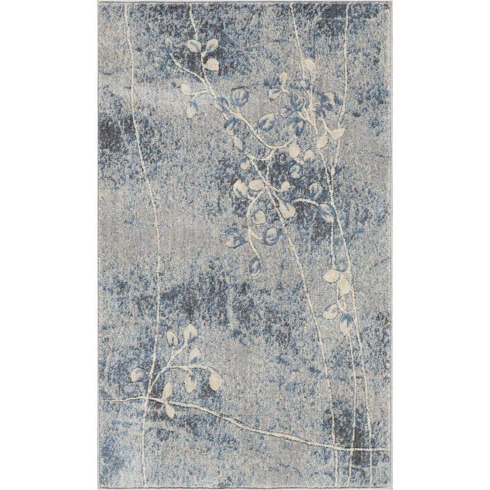 Somerset ST74 Silver/Blue Rugs #color_silver/blue