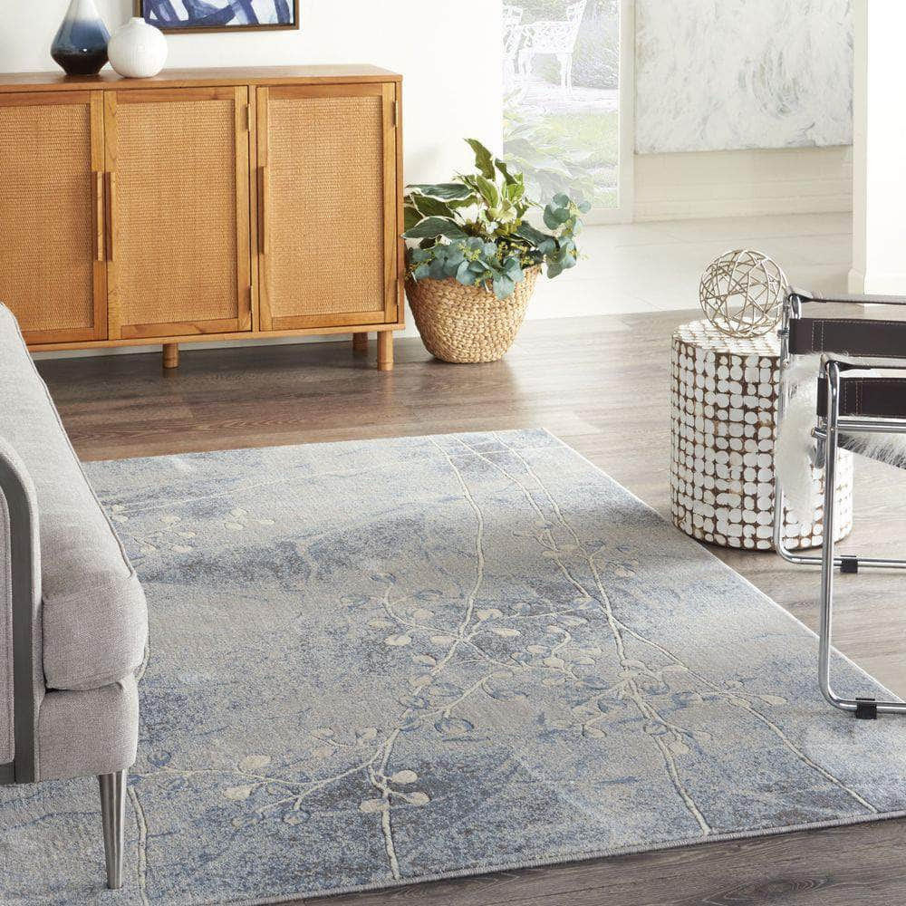 Somerset ST74 Silver/Blue Rugs #color_silver/blue