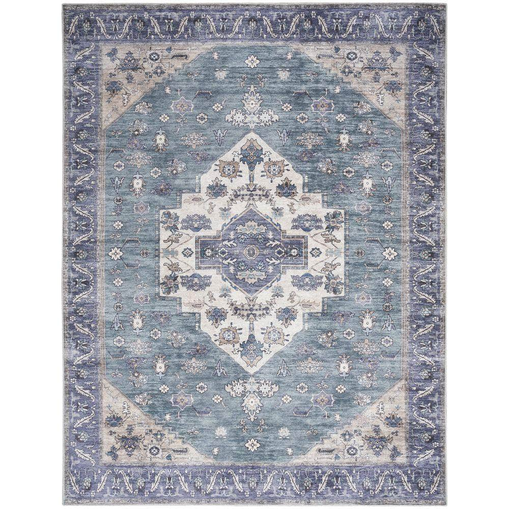 Brilliance Machine Washable WSB03 Teal Blue Rug #color_teal blue