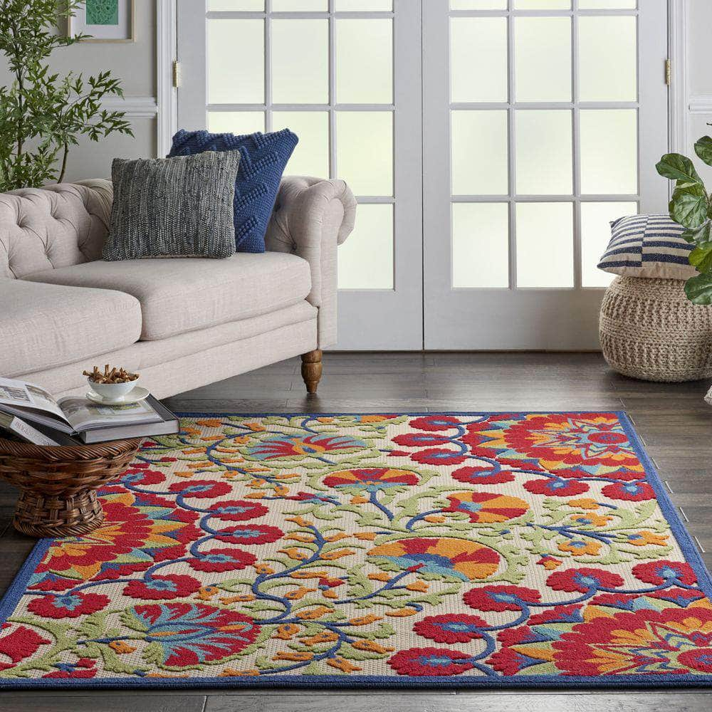 Aloha ALH20 Red/Multicolor Rugs #color_red/multicolor