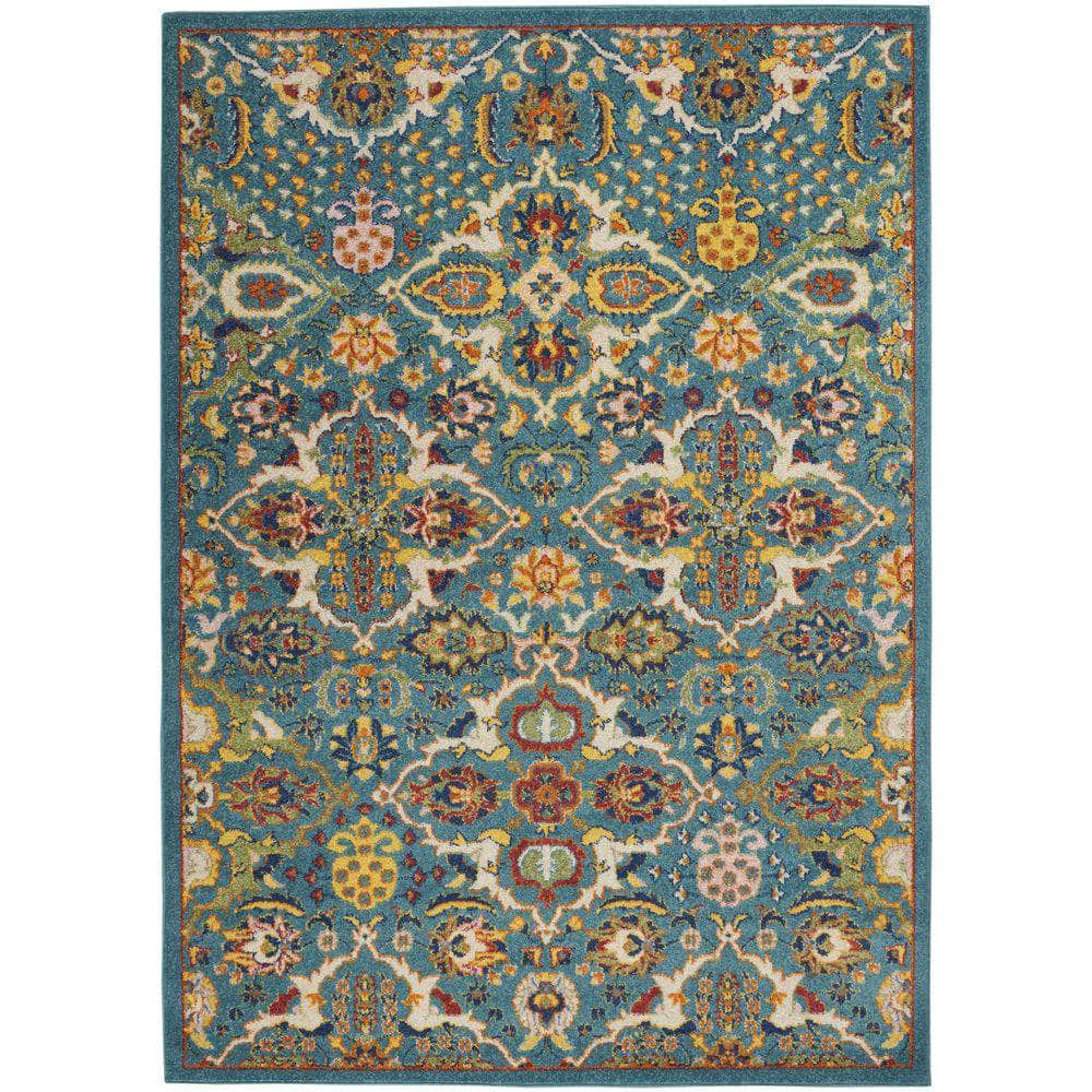 Allur ALR03 Turquoise Ivory Rug #color_turquoise ivory