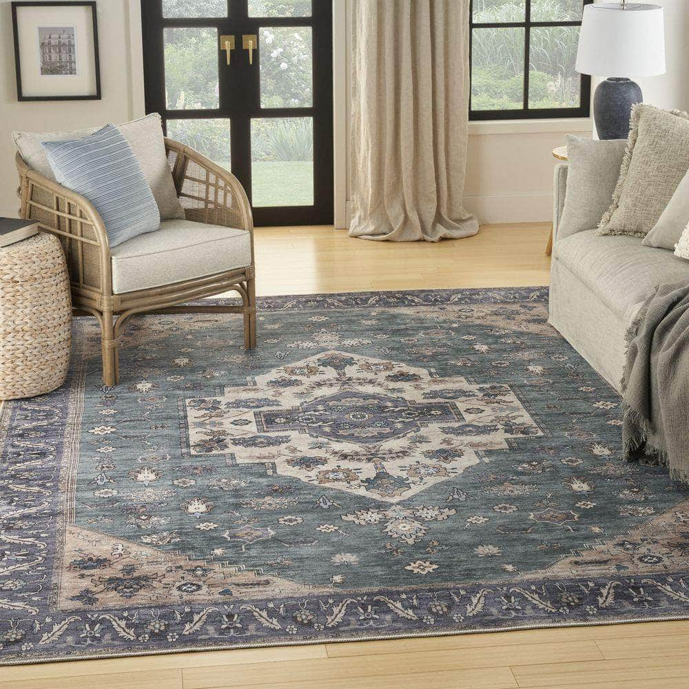 Brilliance Machine Washable WSB03 Teal Blue Rug #color_teal blue