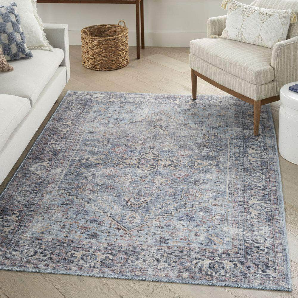 Machine Washable Series 1 SR104 Light Grey/Blue Rug #color_light grey/blue