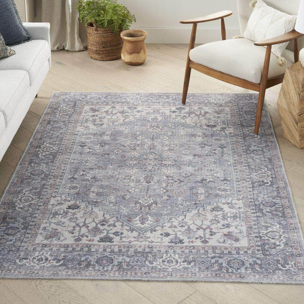 Machine Washable Series 1 SR104 Light Grey/Blue Rug #color_light grey/blue