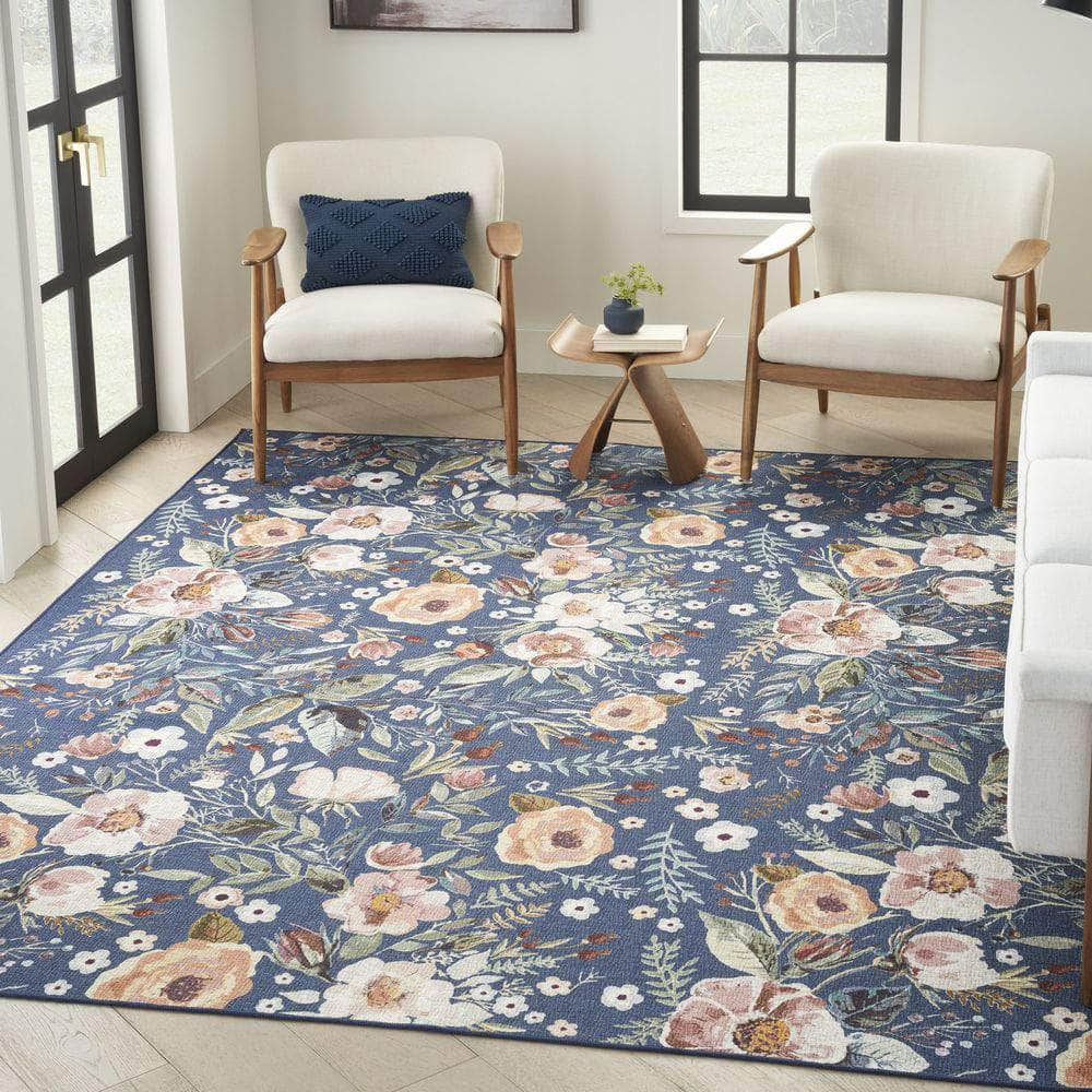 Nourison Washables NWB01 Navy Multicolor Rug #color_navy multicolor