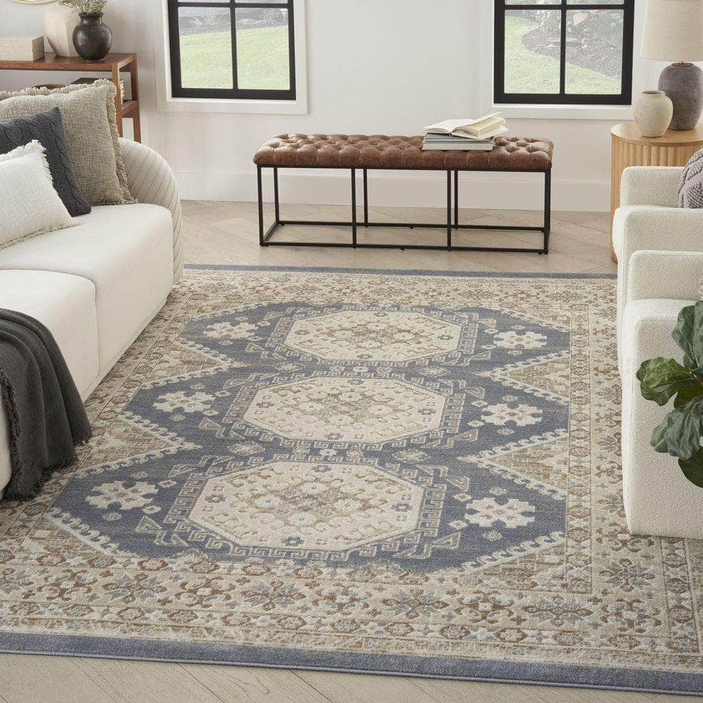 Serenity Home SRH01 Ivory Blue Rug #color_ivory blue