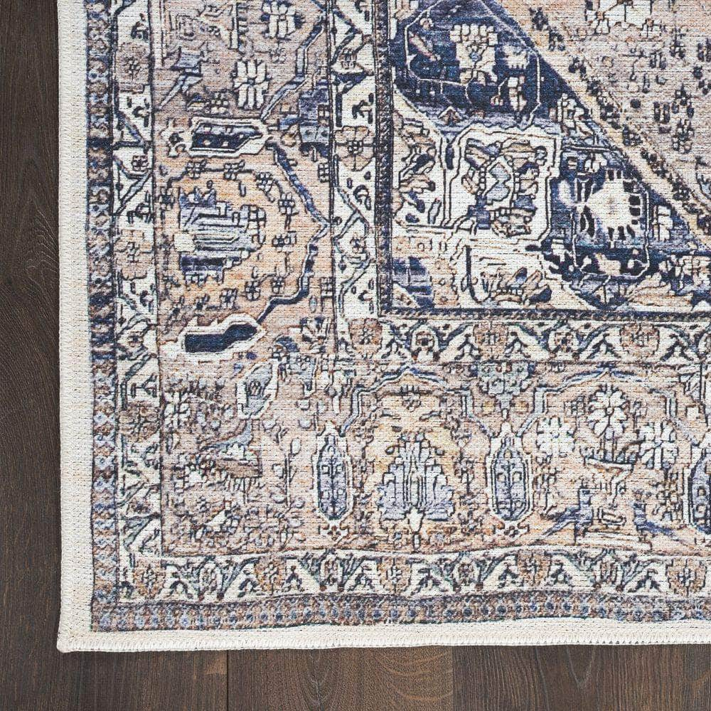 Brilliance Machine Washable WSB05 Ivory Blue Rugs #color_ivory blue