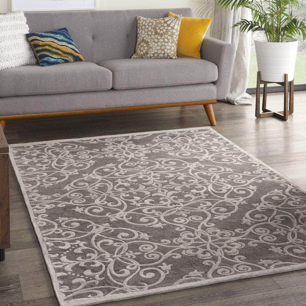 Damask DAS01 Ivory/Grey Rugs #color_ivory/grey