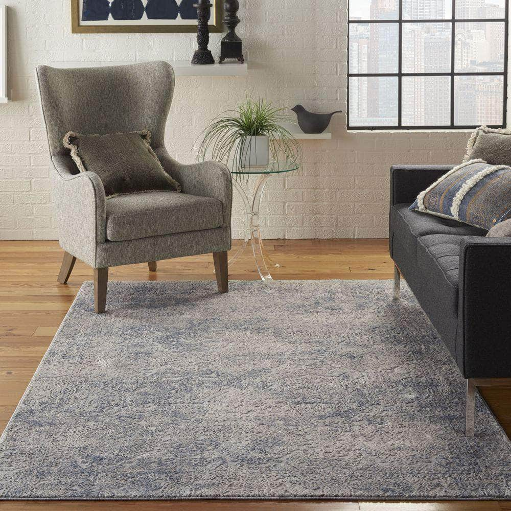 Rustic Textures RUS09 Ivory/Light Blue Rugs #color_ivory/light blue