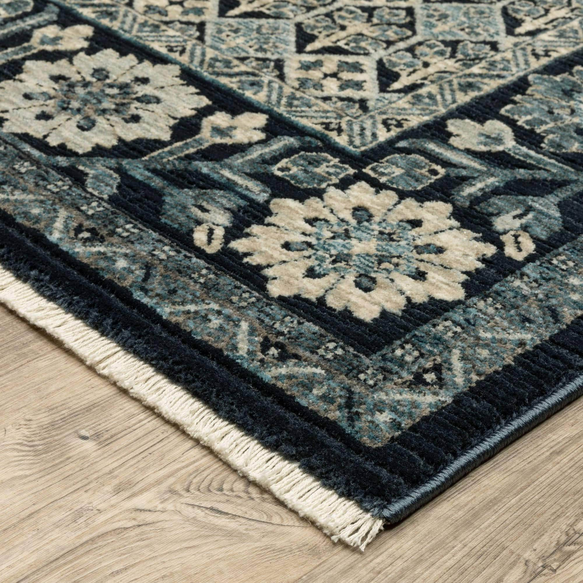 Power-Loomed CAP03 Blue Rugs #color_blue