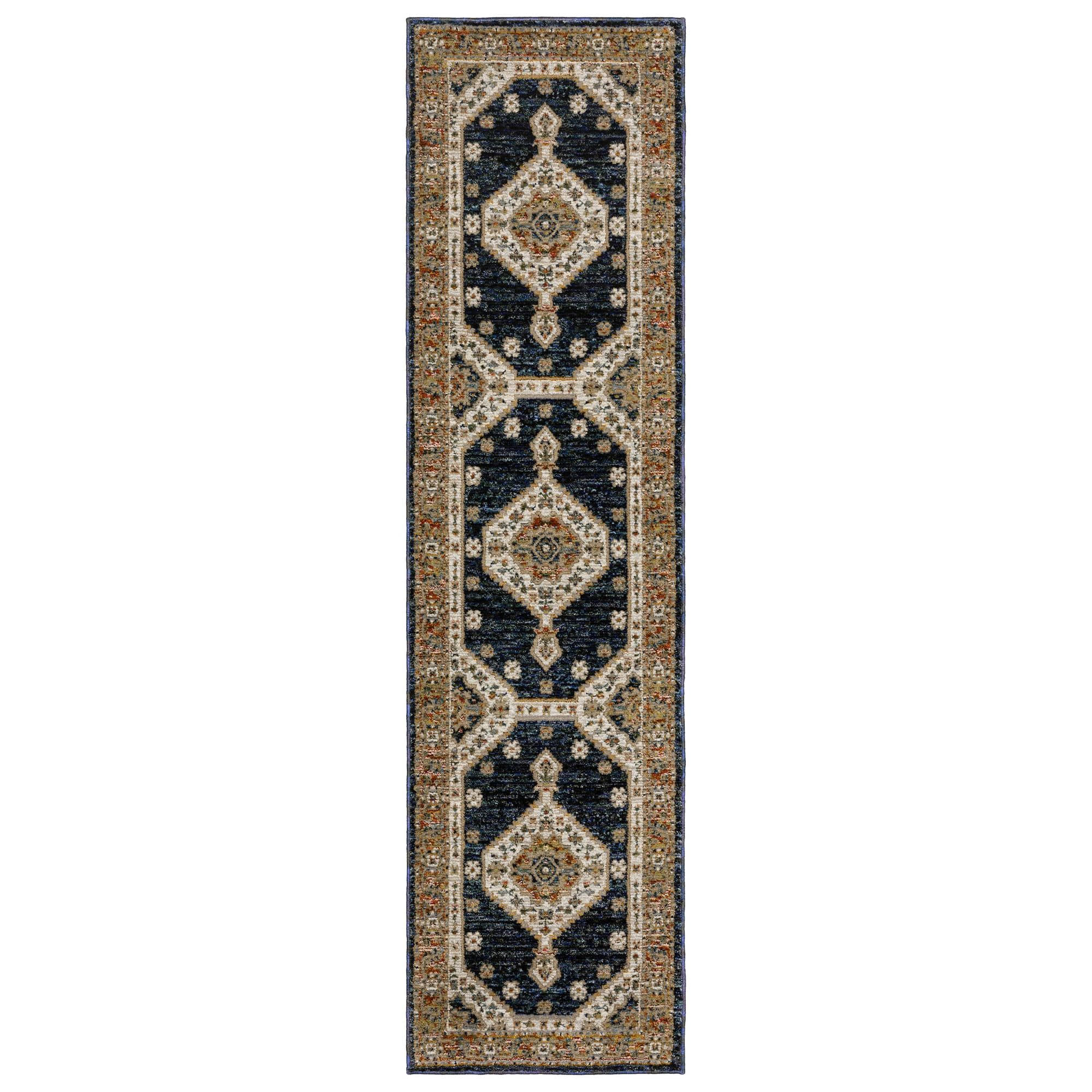 Power-Loomed Andorra 2281E Blue Rugs #color_blue