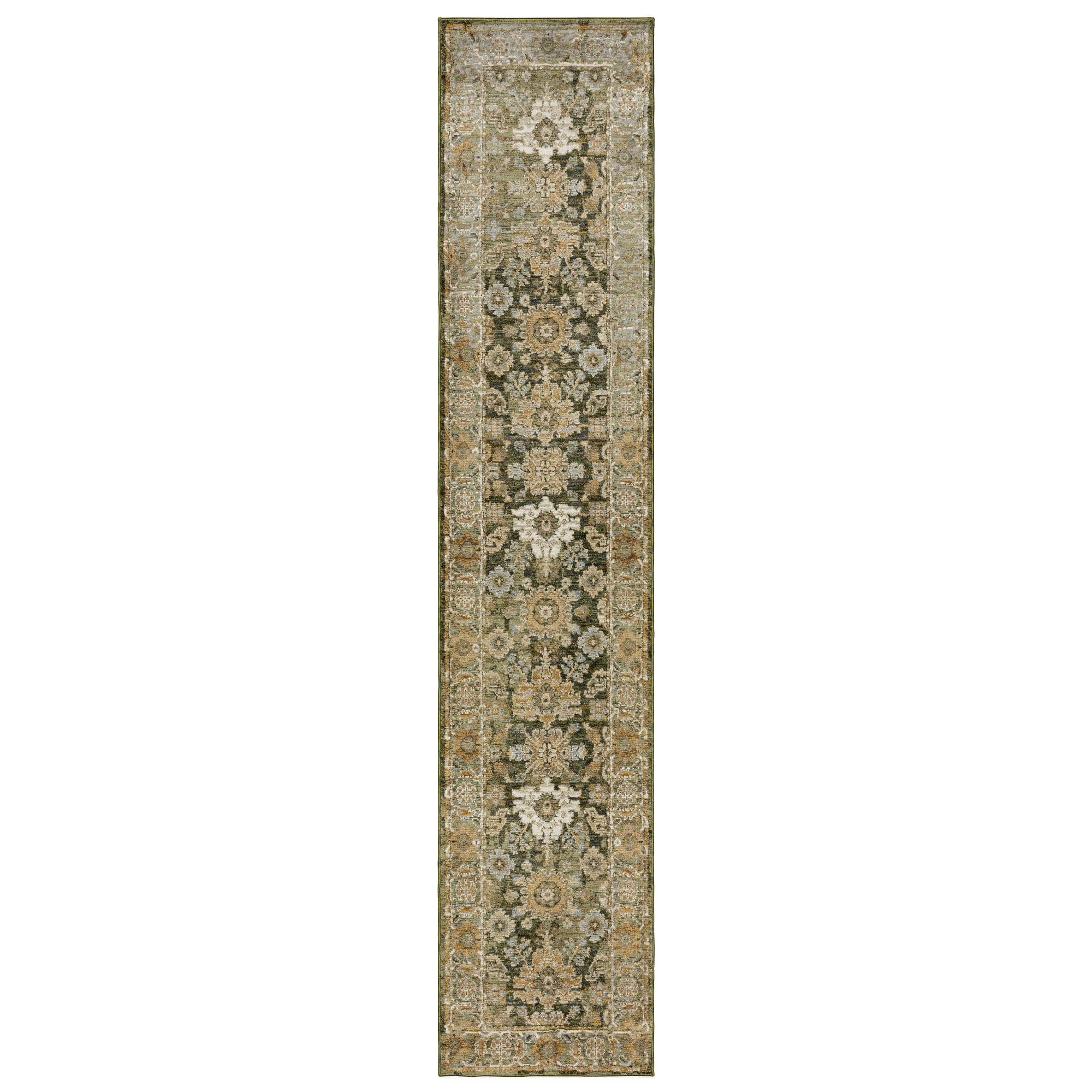 Power-Loomed Andorra 2417B Green Rugs #color_green