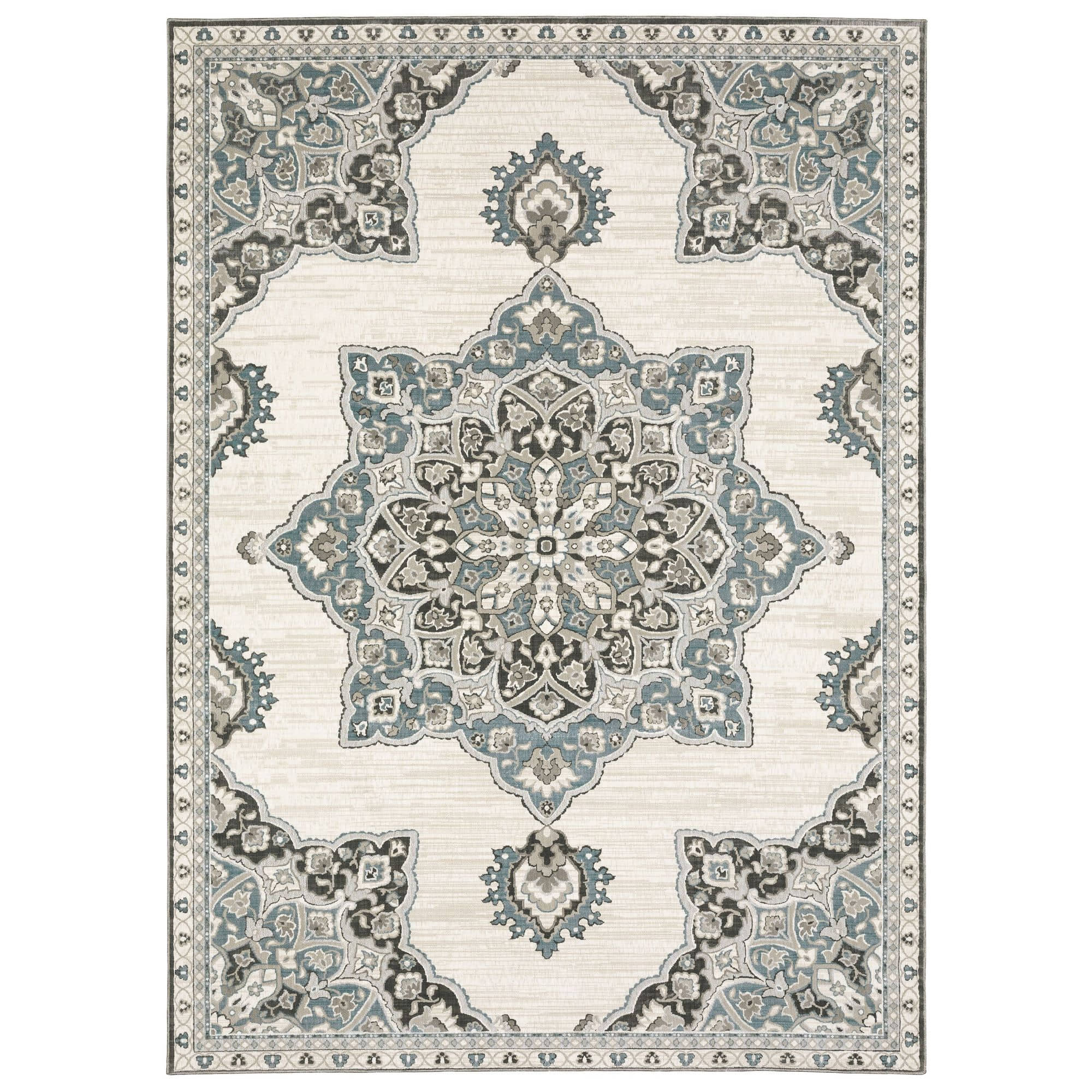 Power-Loomed ELL01 Ivory Rugs #color_ivory