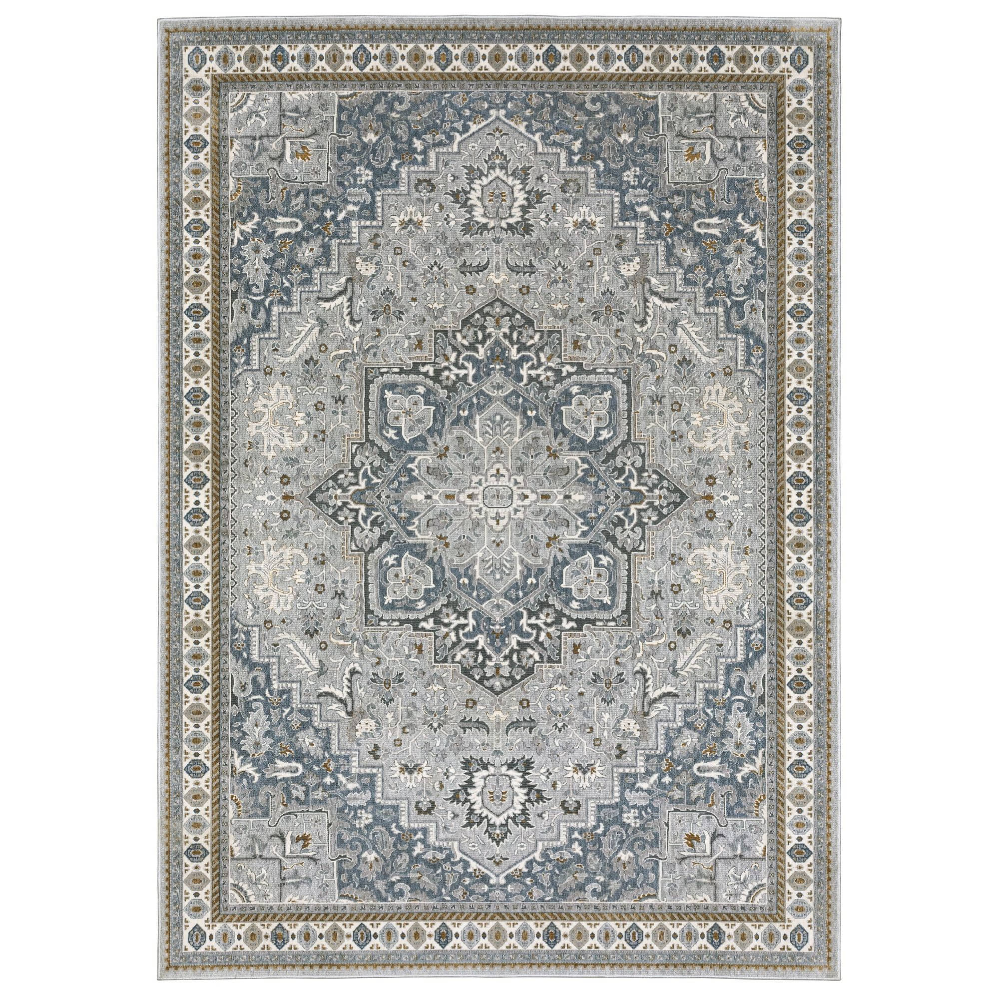 Power-Loomed ELL02 Blue Rugs #color_blue