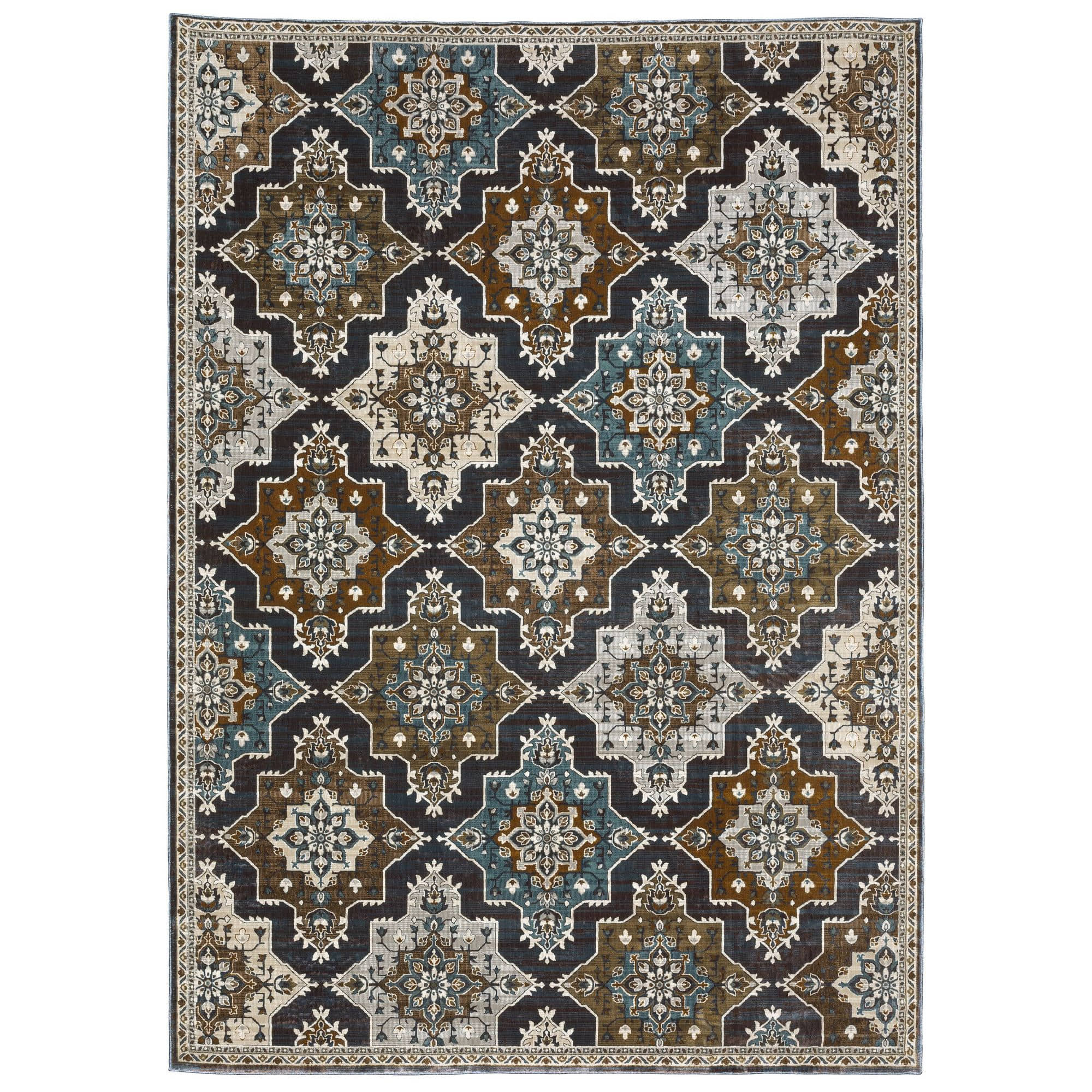 Power-Loomed ELL07 Blue Rugs #color_blue