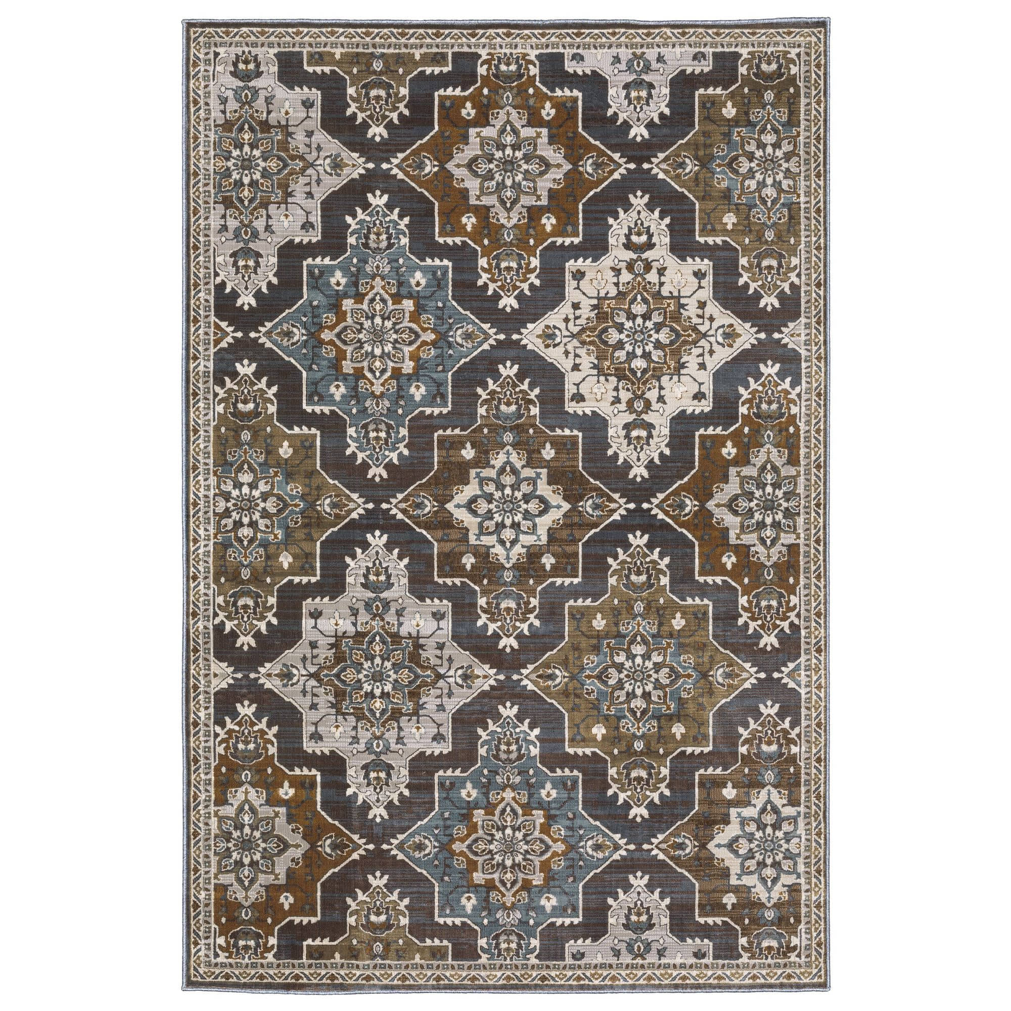 Power-Loomed ELL07 Blue Rugs #color_blue