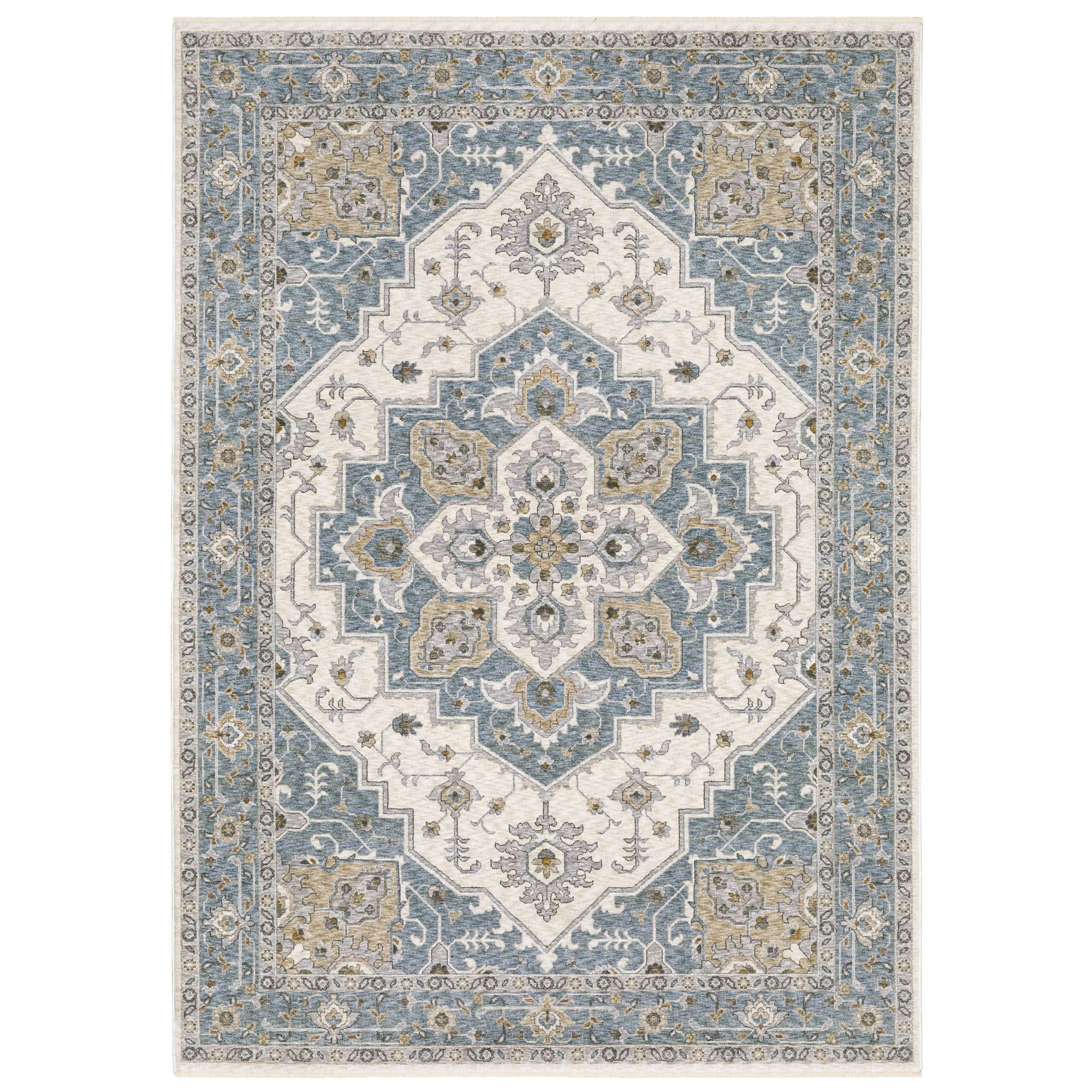 Power-Loomed 051F1 Blue Rugs #color_blue