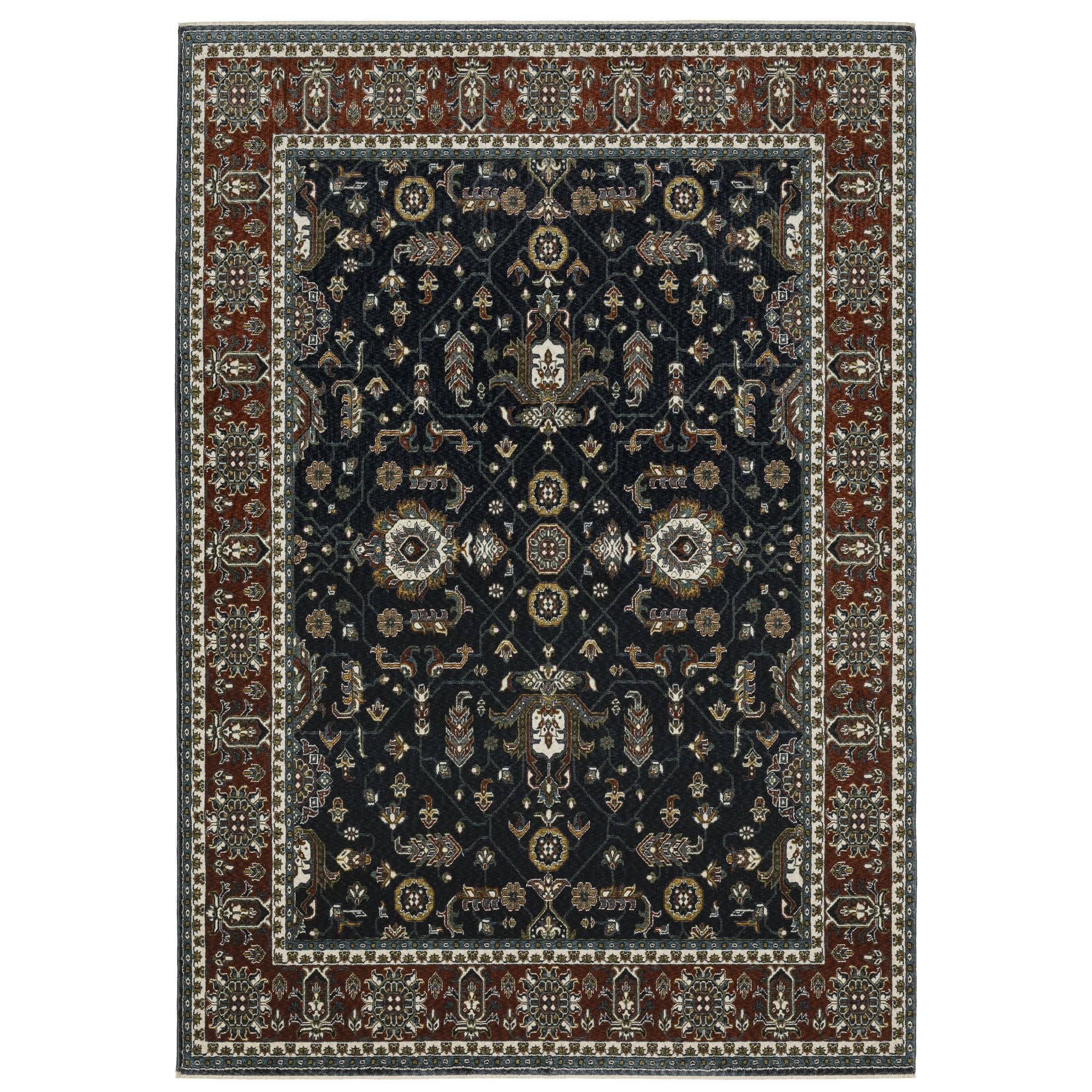 Power-Loomed VI05A Navy Rugs #color_navy