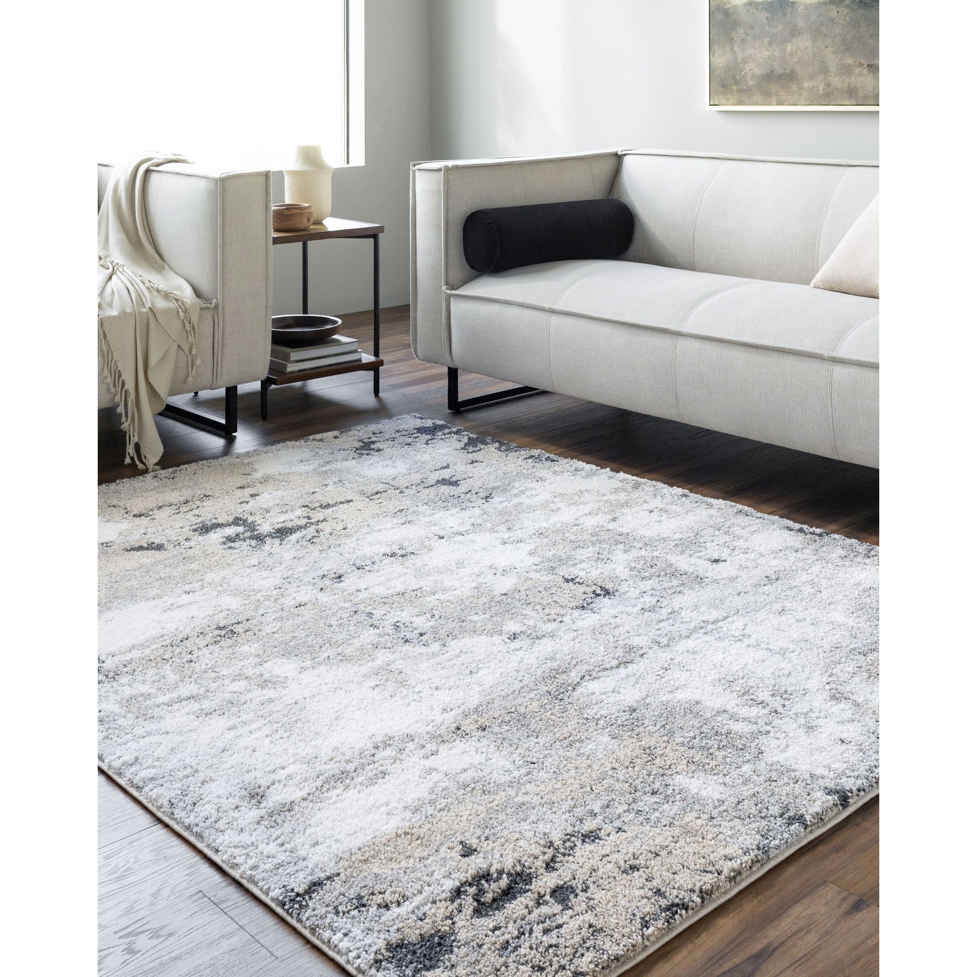Machine Woven PTF-2321 White, Light Gray, Medium Gray, Beige, Charcoal, Taupe Rugs #color_white, light gray, medium gray, beige, charcoal, taupe