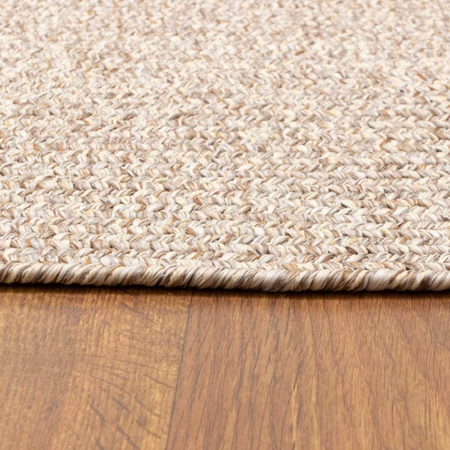 Beige Farmhouse Rug -  Washable Indoor/Outdoor -Primitive Braided Rugs  - Made in USA