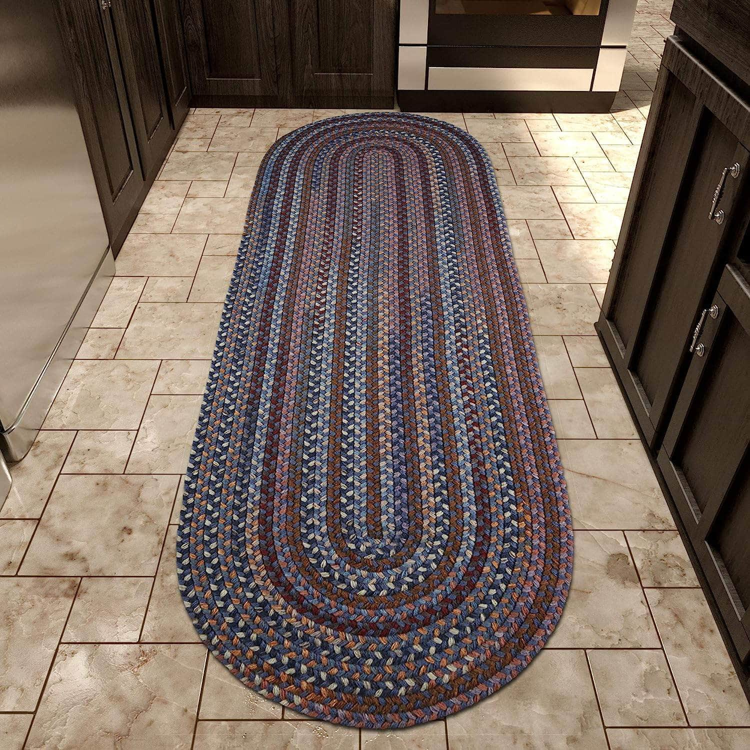 Blue Braided Wool Rug - Premium Quality - Handmade in USA