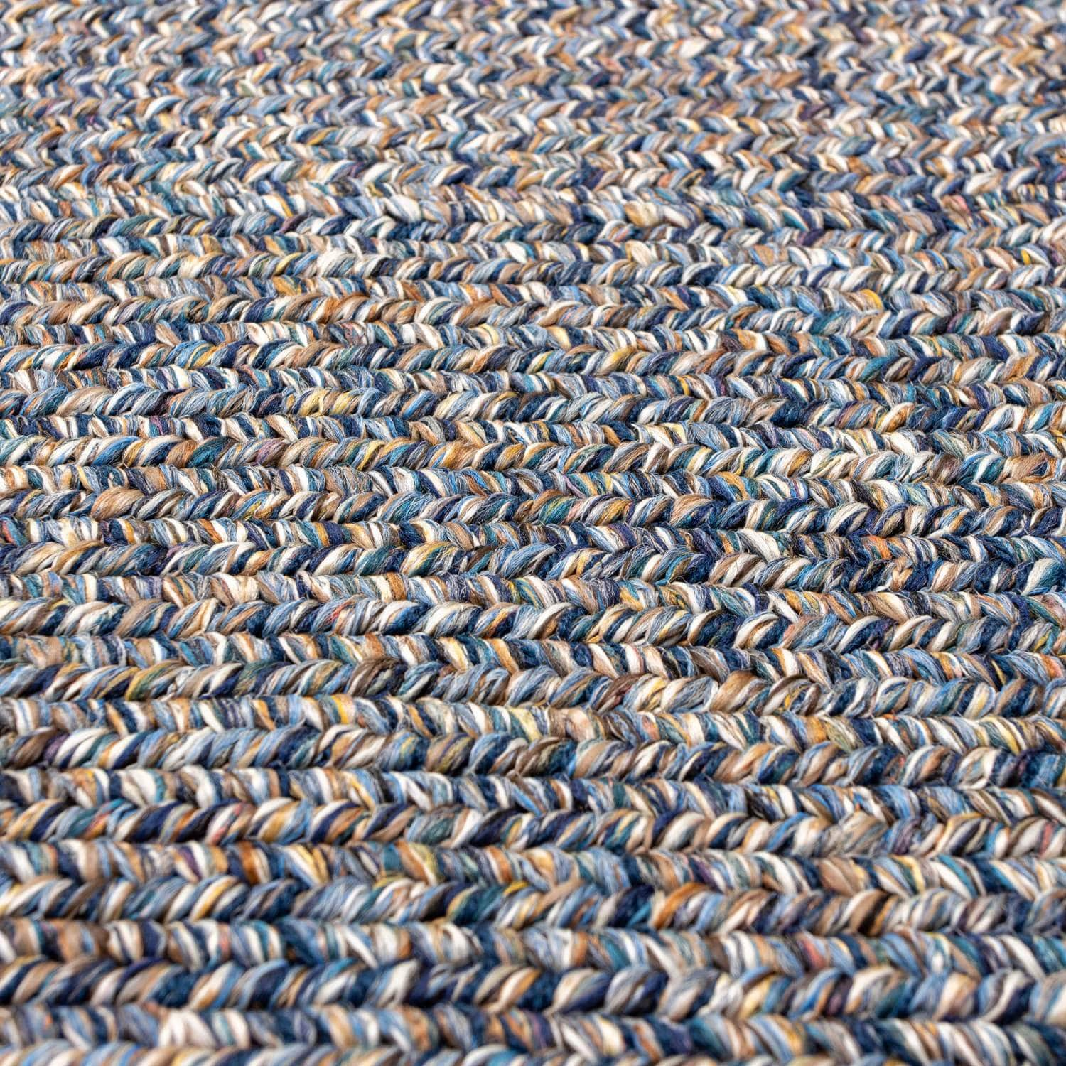 Blue Farmhouse Rug -  Washable Indoor/Outdoor -Primitive Braided Rugs  - Made in USA