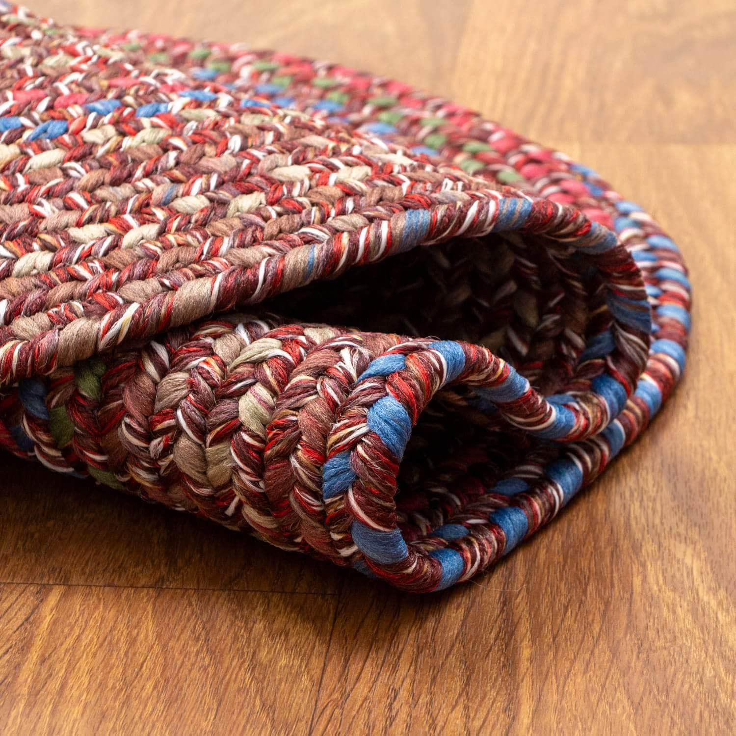 Burgundy & Green Portsmouth Braided Indoor Outdoor Traditional Rug