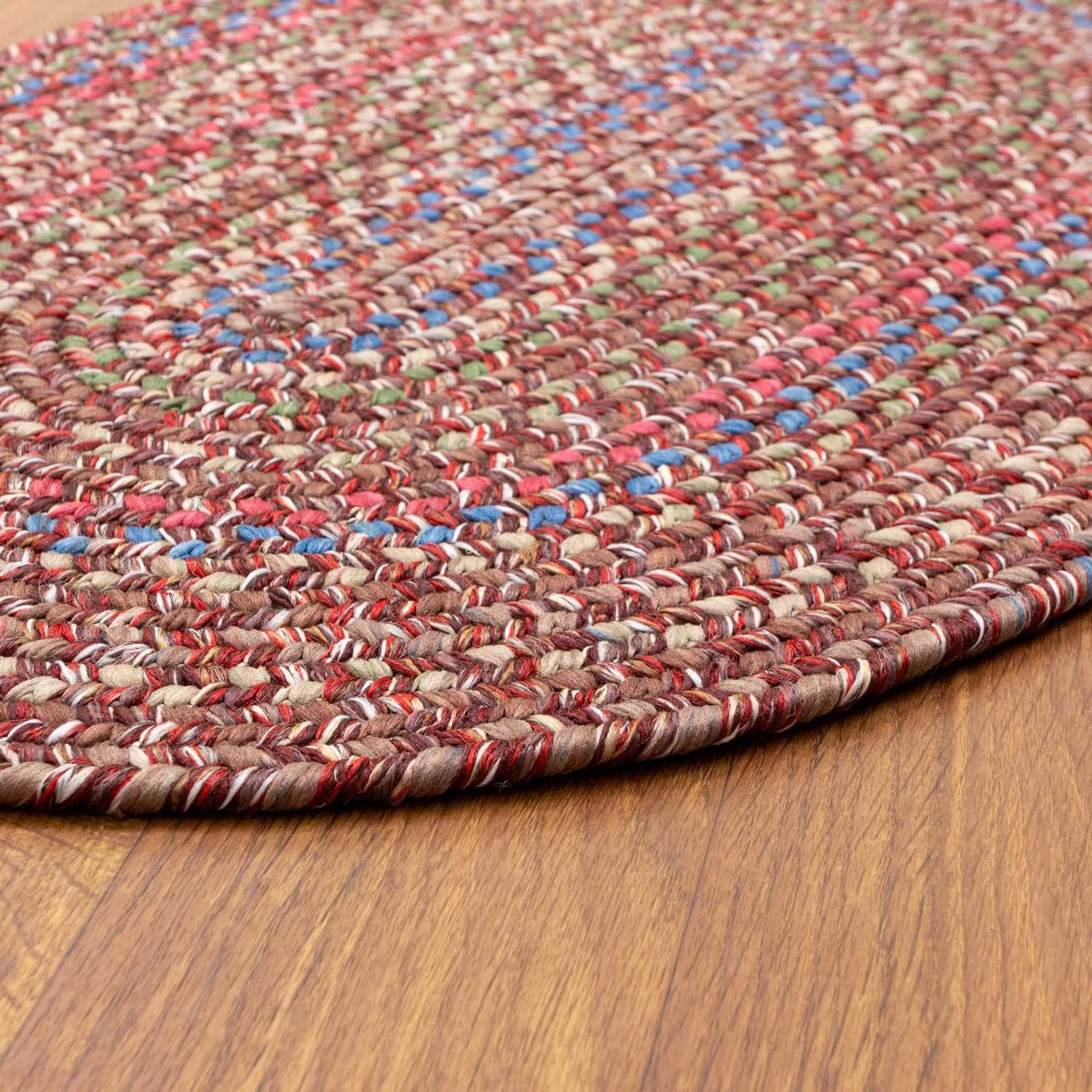 Burgundy & Green Portsmouth Braided Indoor Outdoor Traditional Rug