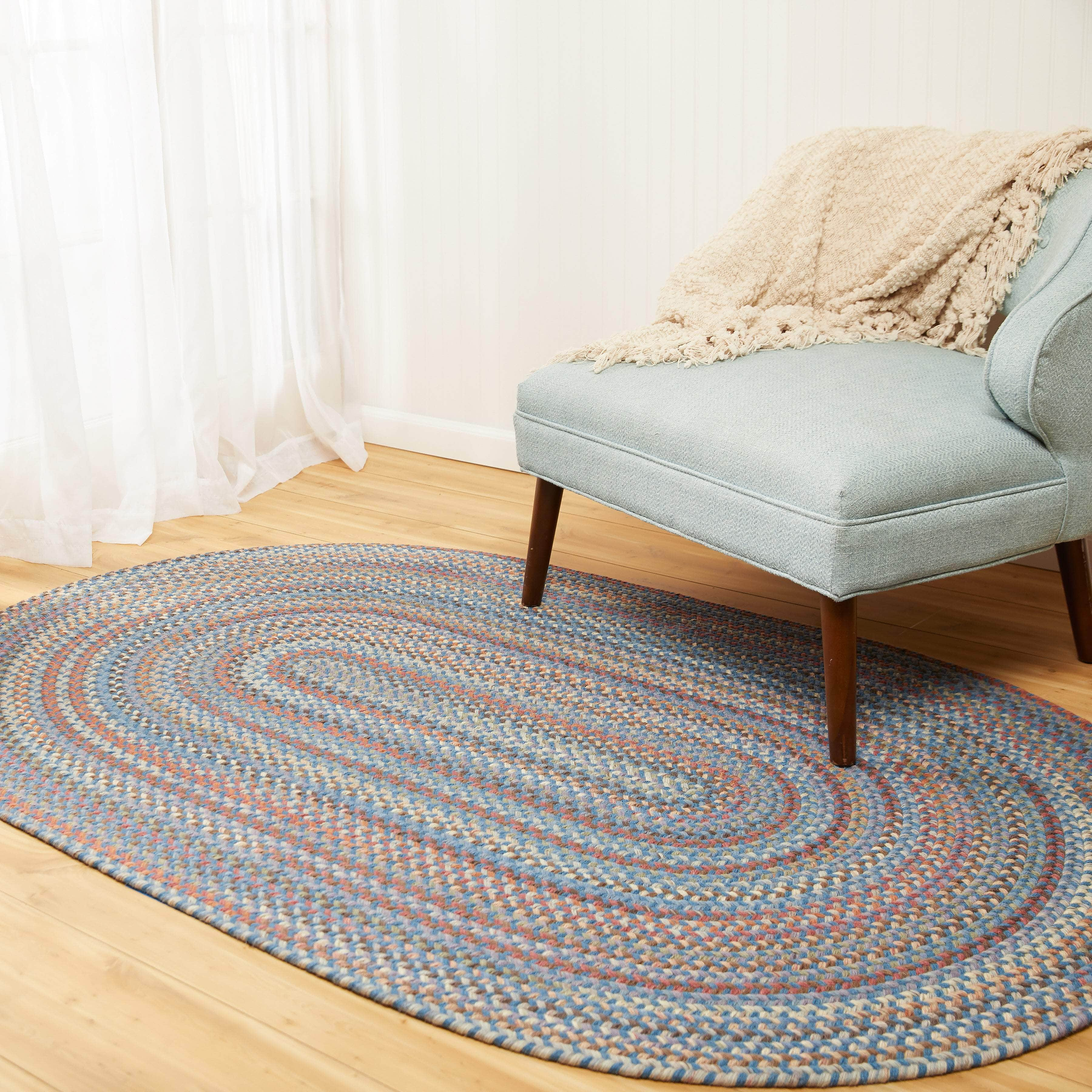 Cherry Hill Premium Braided Wool Rug - Blue Multi