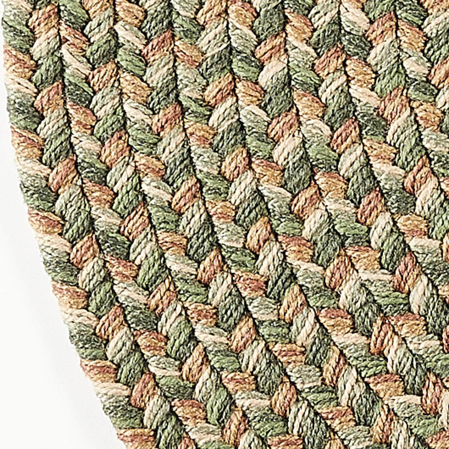 Green & Beige Outdoor Braided Rug - Sanibel Tweed Braided Rug