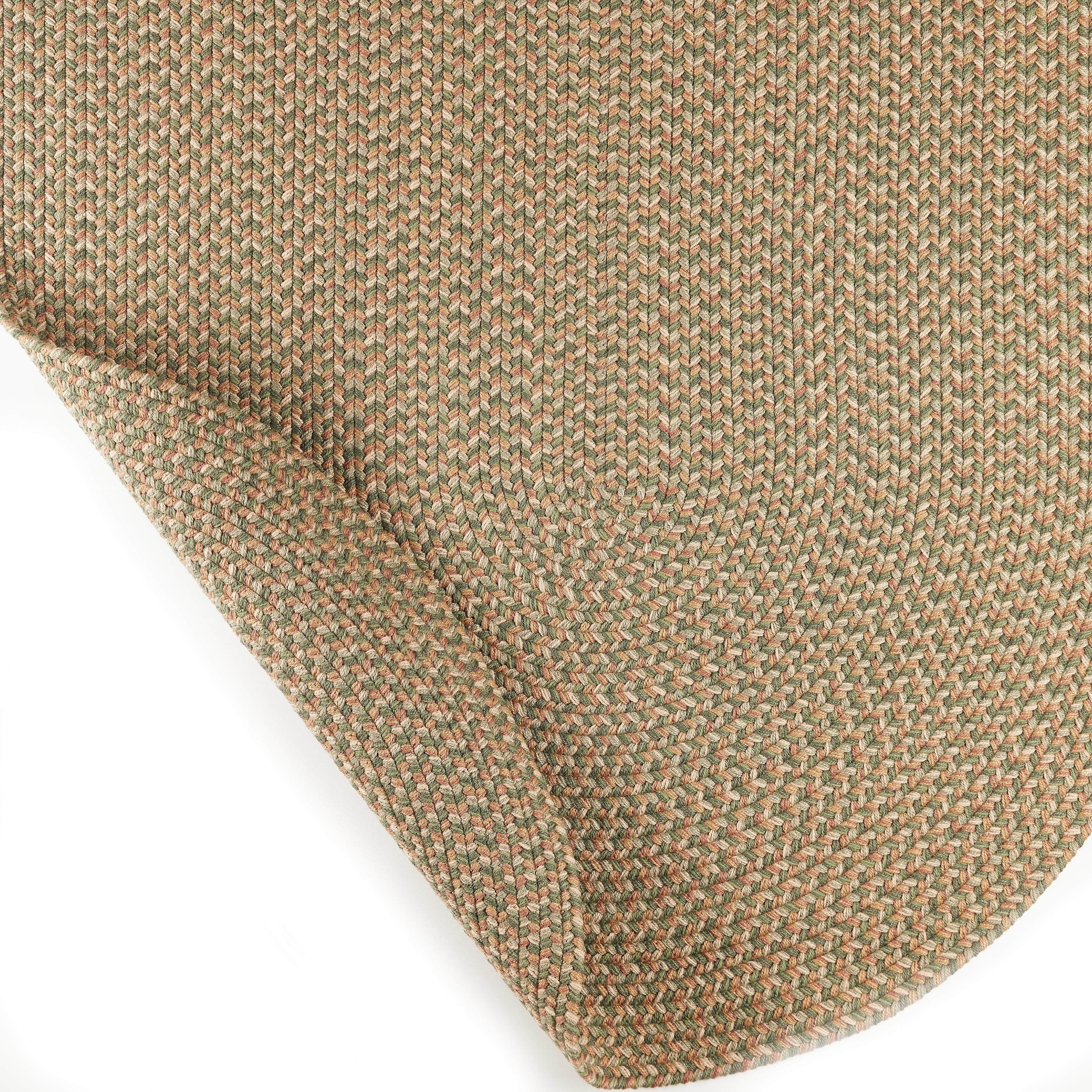 Green & Beige Outdoor Braided Rug - Sanibel Tweed Braided Rug