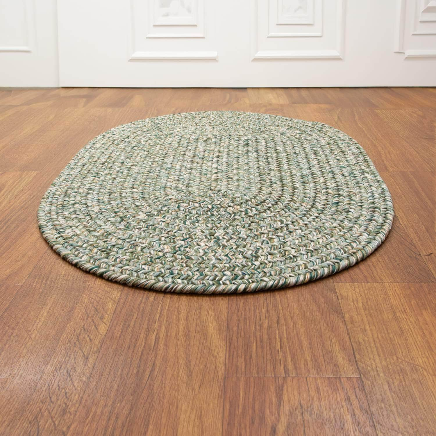 Green Farmhouse Rug -  Washable Indoor/Outdoor -Primitive Braided Rugs  - Made in USA