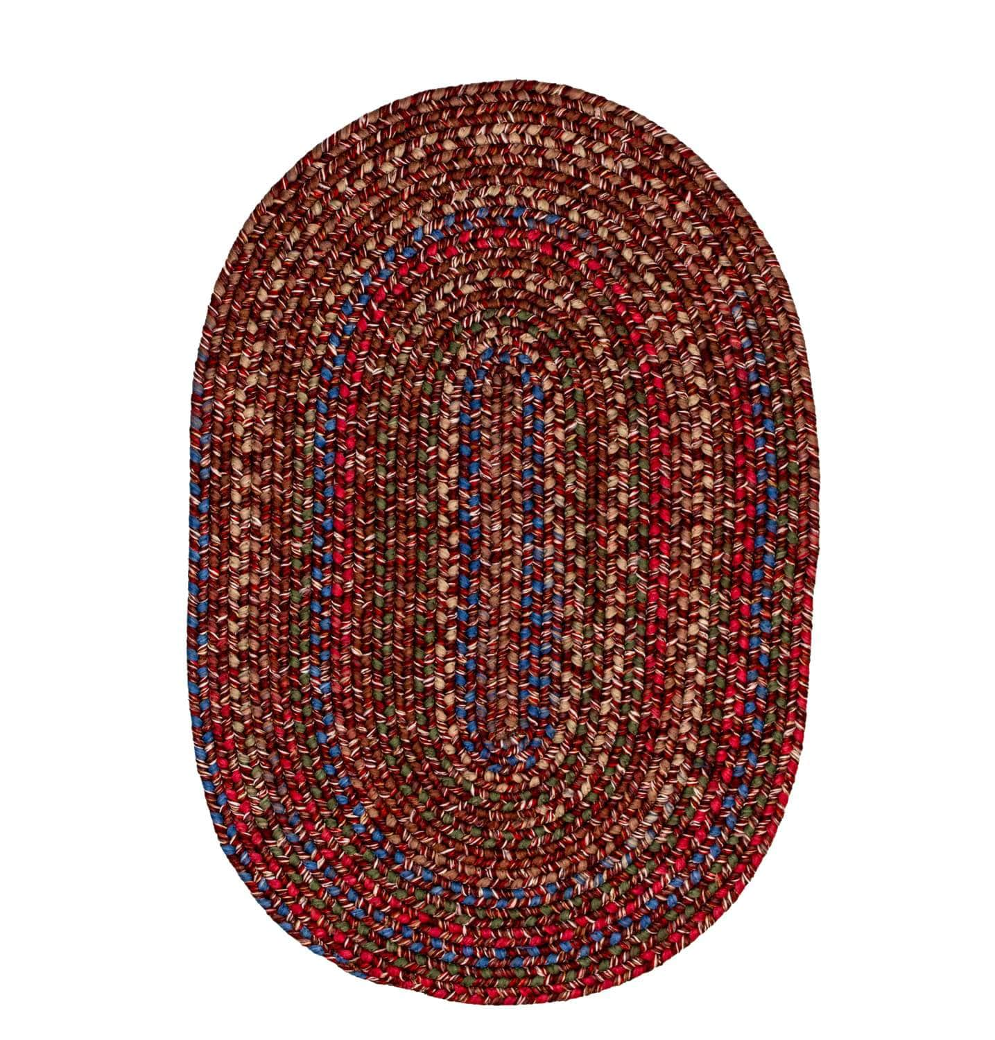 Burgundy & Green Portsmouth Braided Indoor Outdoor Traditional Rug