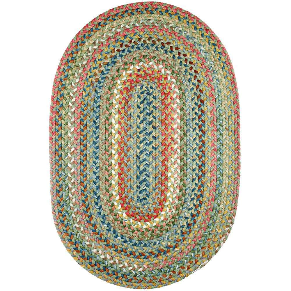 Gemstone Peridot Boho Braided Kitchen Rug - Patio / Porch Area Rug - Made in USA