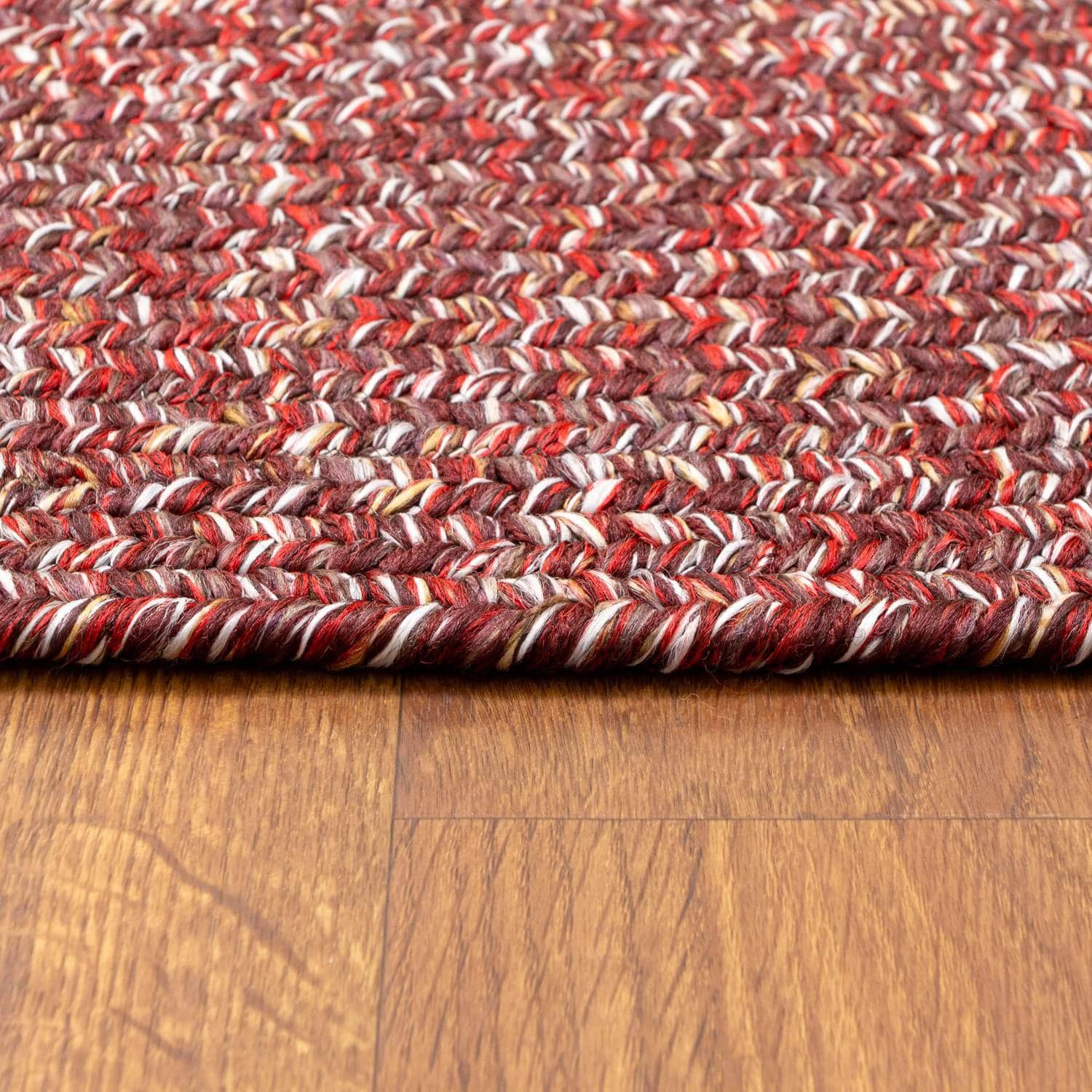 Red Farmhouse Rug -  Washable Indoor/Outdoor -Primitive Braided Rugs  - Made in USA