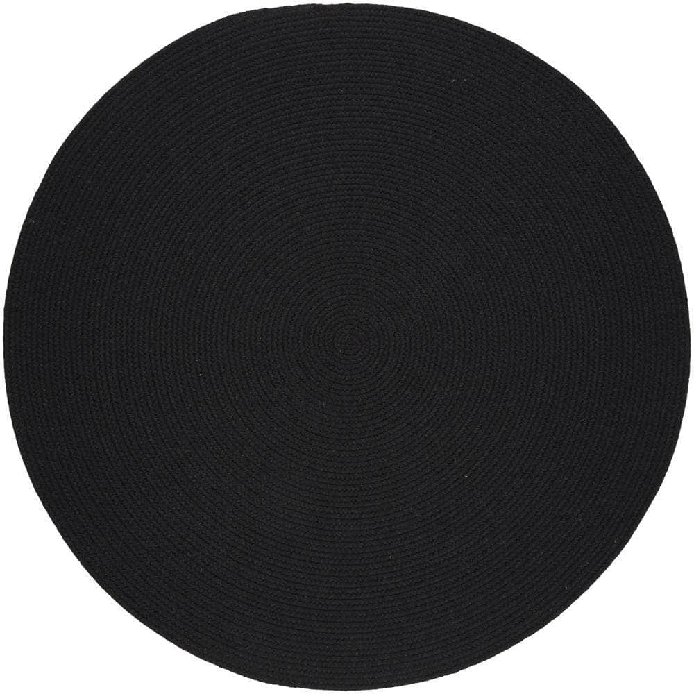 Pura Solid Soft Wool Braided Rug - Black