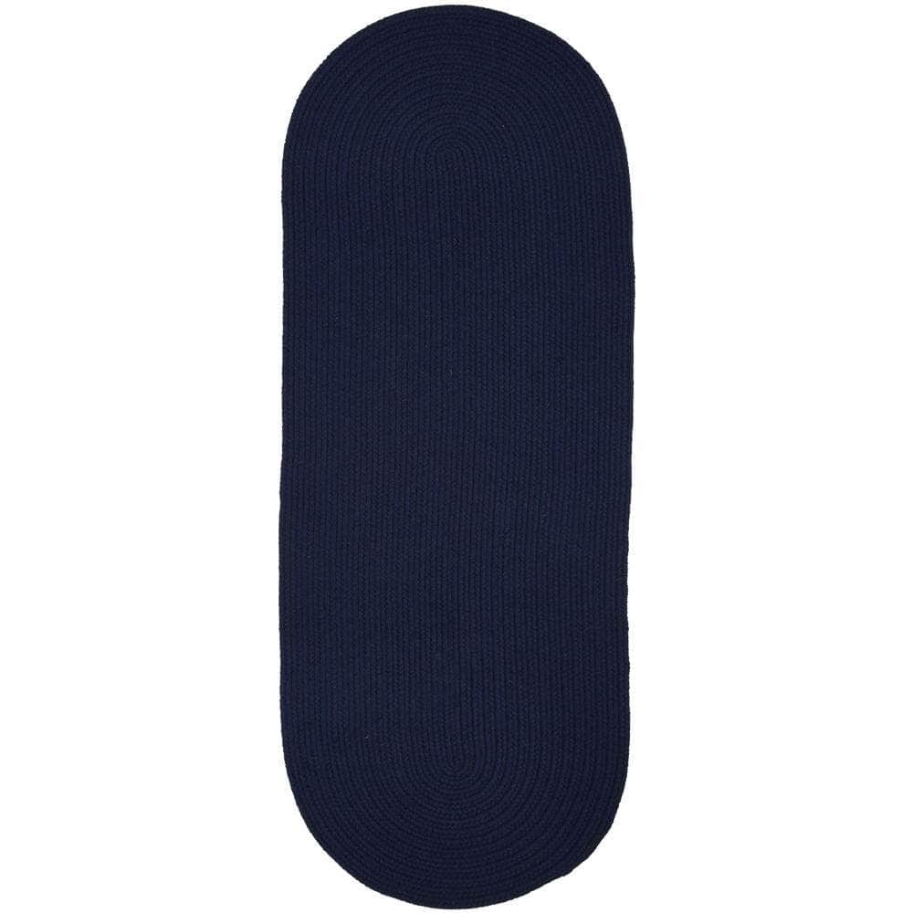 Pura Solid Soft Wool Braided Rug - Navy