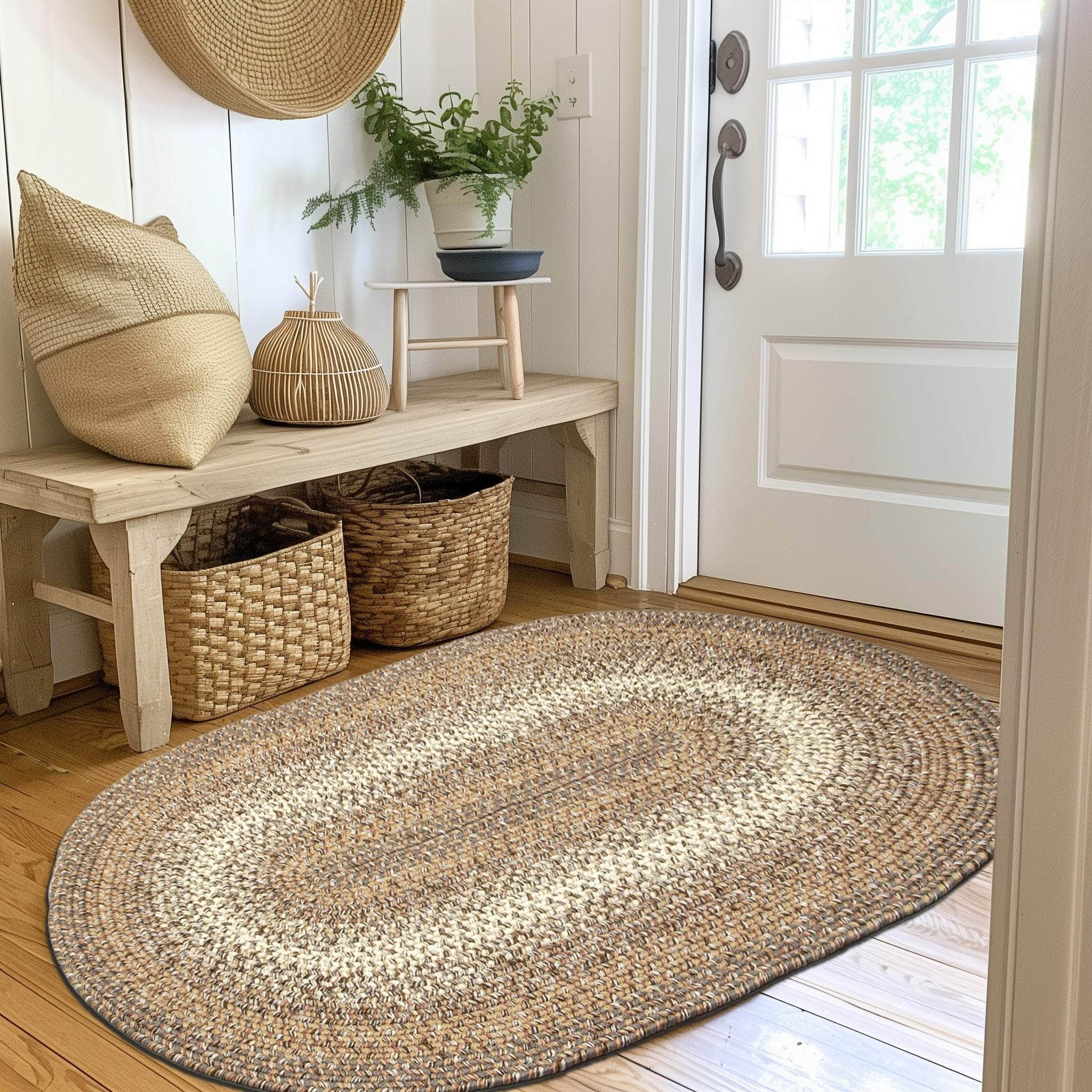 Ridgewood Indoor Outdoor Braided Rug #color_Taupetone