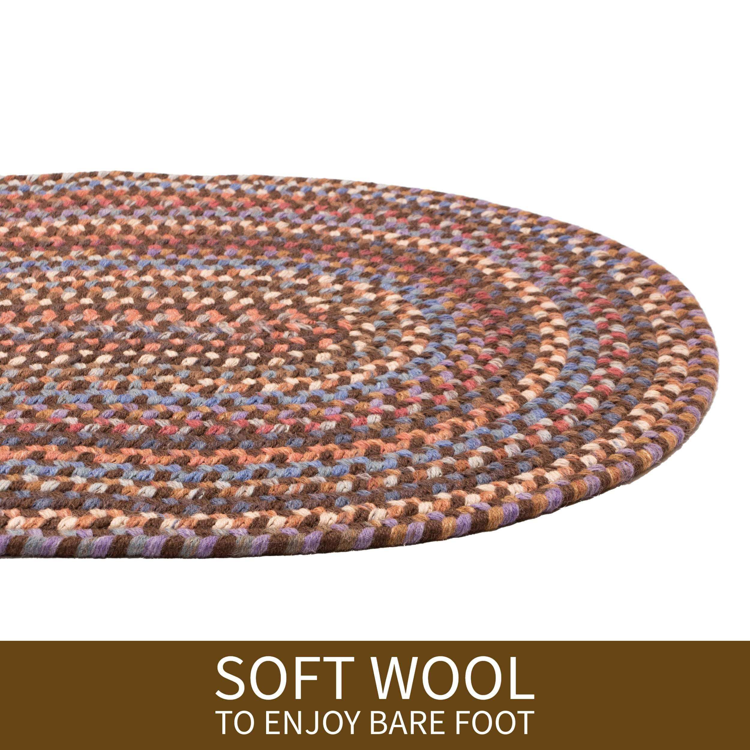 Walnut Brown Braided Wool Rug - Premium Quality - Handmade in USA