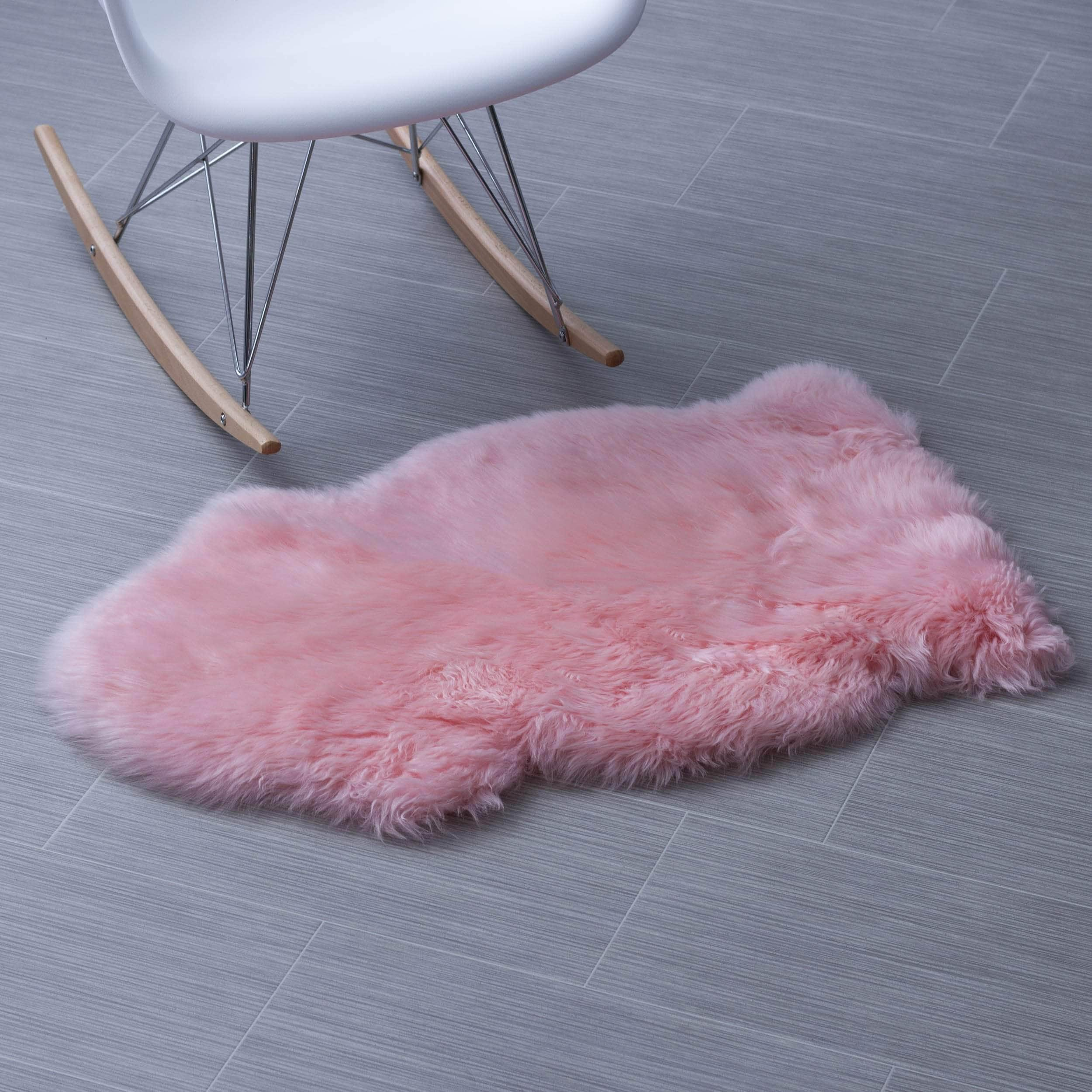 Natural Pink Sheepskin Rug Shearling Fur Pelt - Ethically Sourced - Oeko Tex Certified