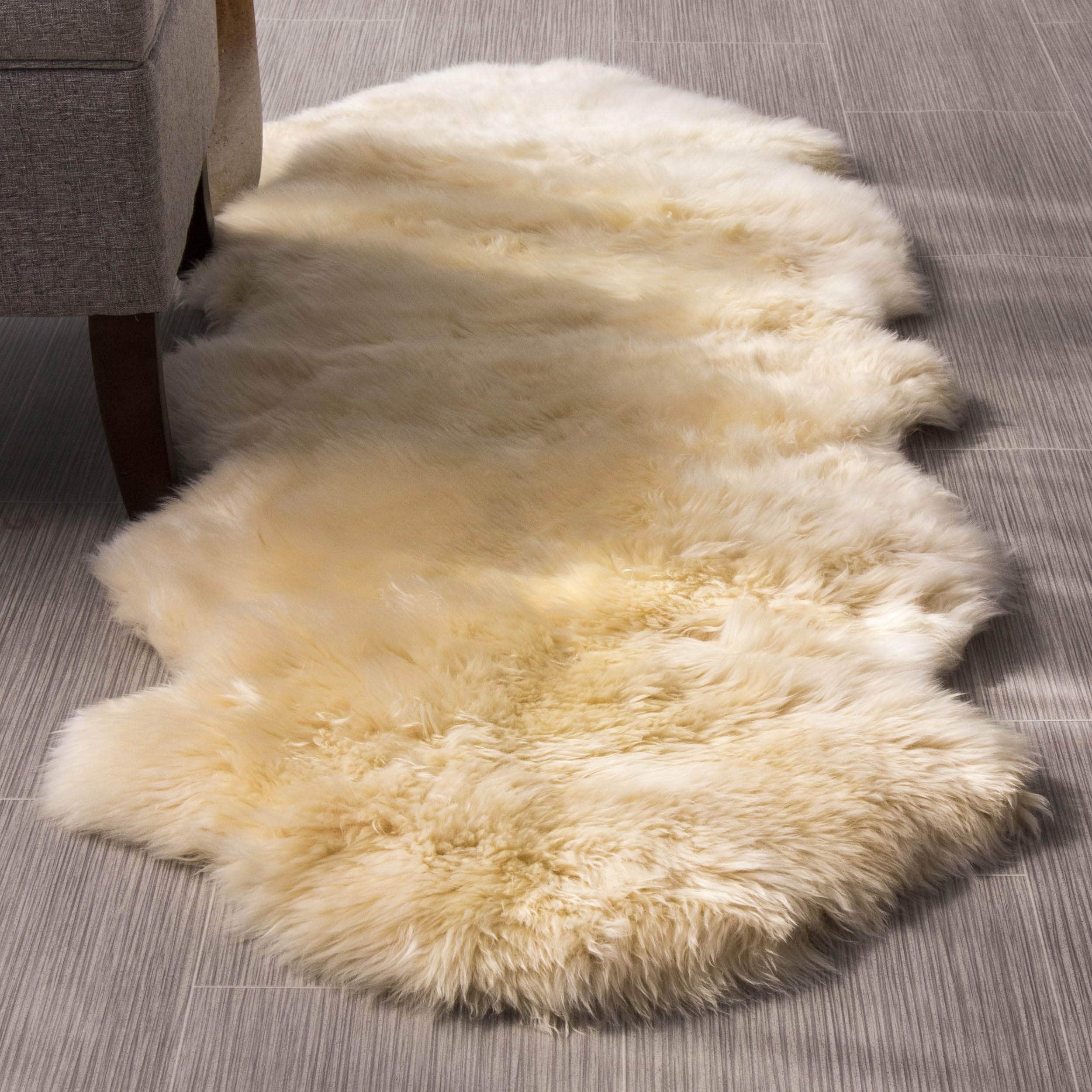 Natural Sheepskin Rug Shearling Fur Pelt #size_2' x 6'
