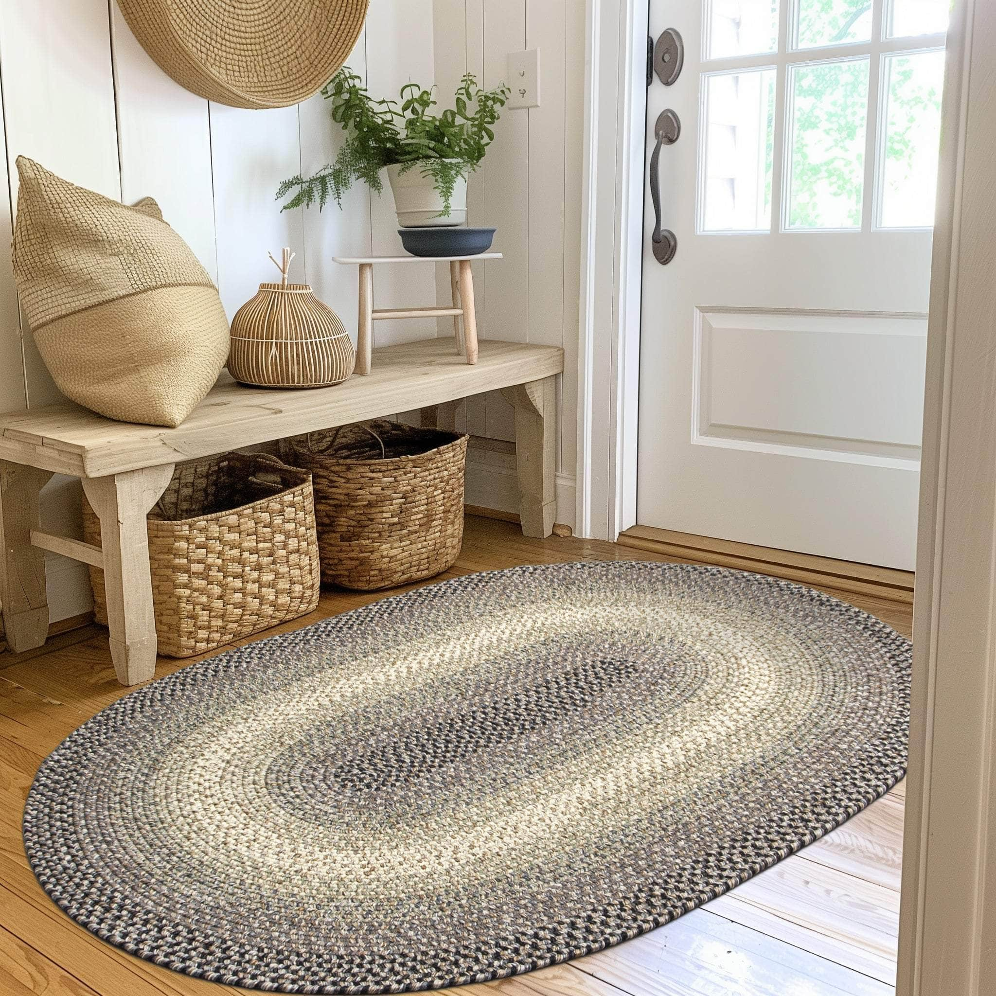 Ridgewood Indoor Outdoor Braided Rug #color_Gray