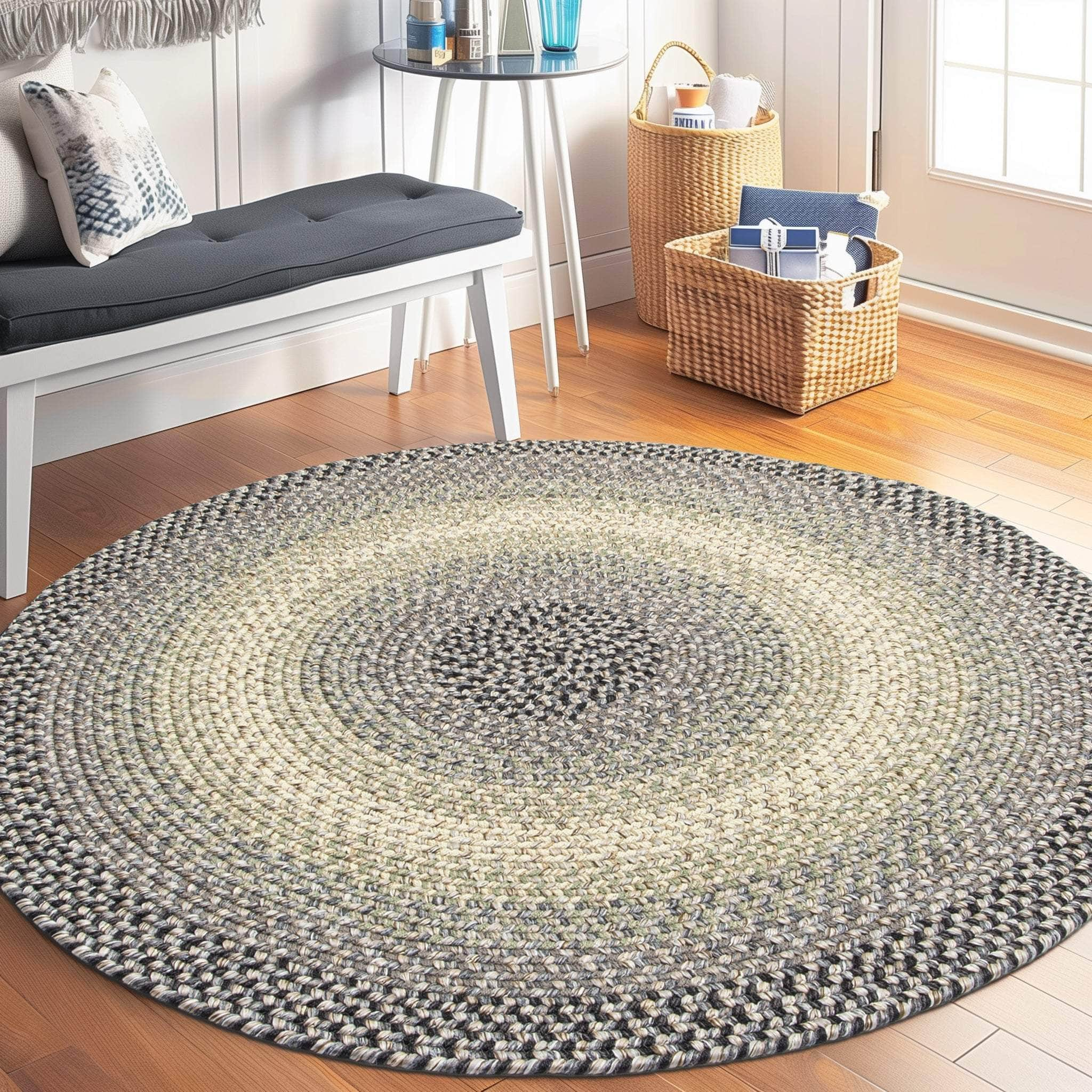 Ridgewood Indoor Outdoor Braided Rug #color_Gray