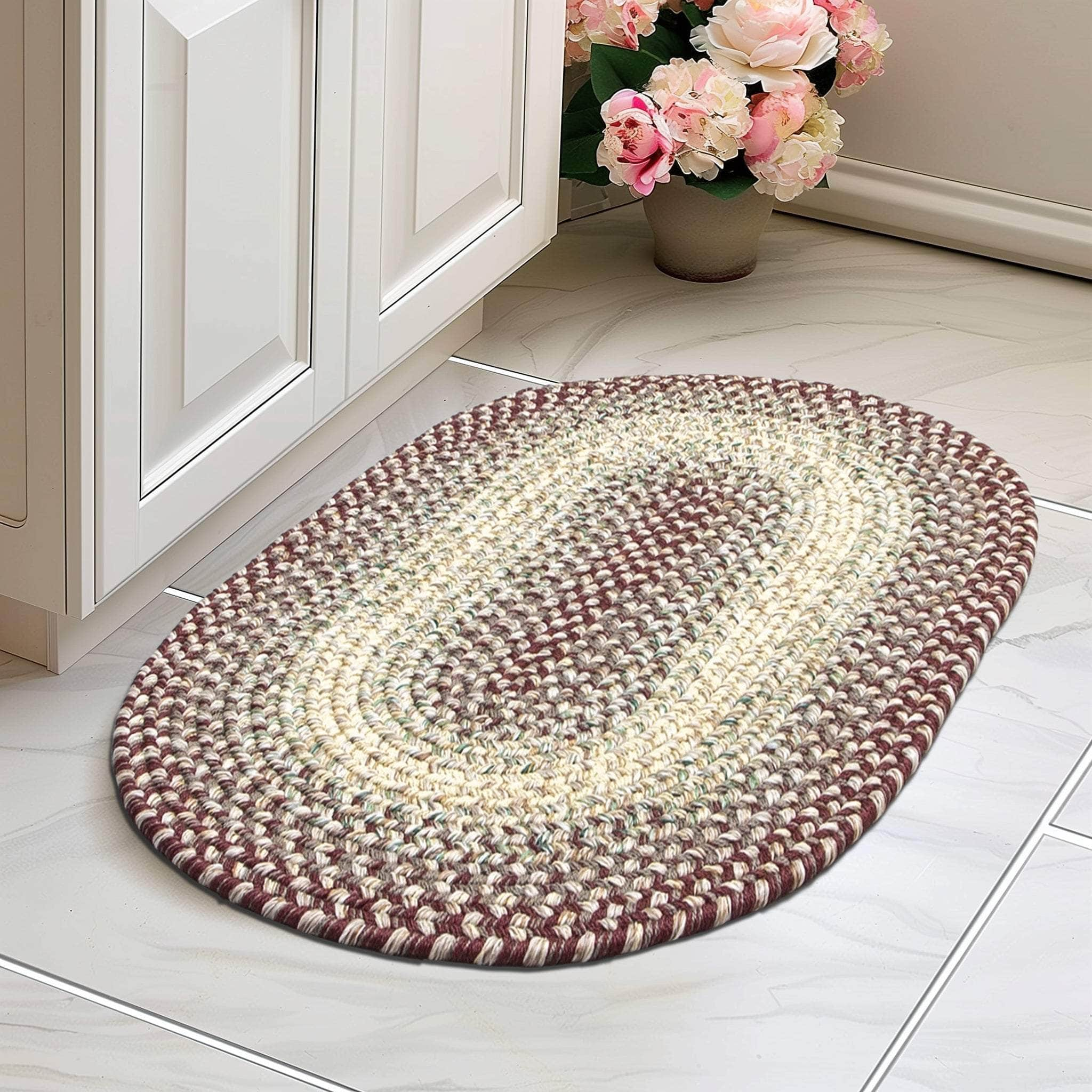 Ridgewood Indoor Outdoor Braided Rug #color_Burgundy