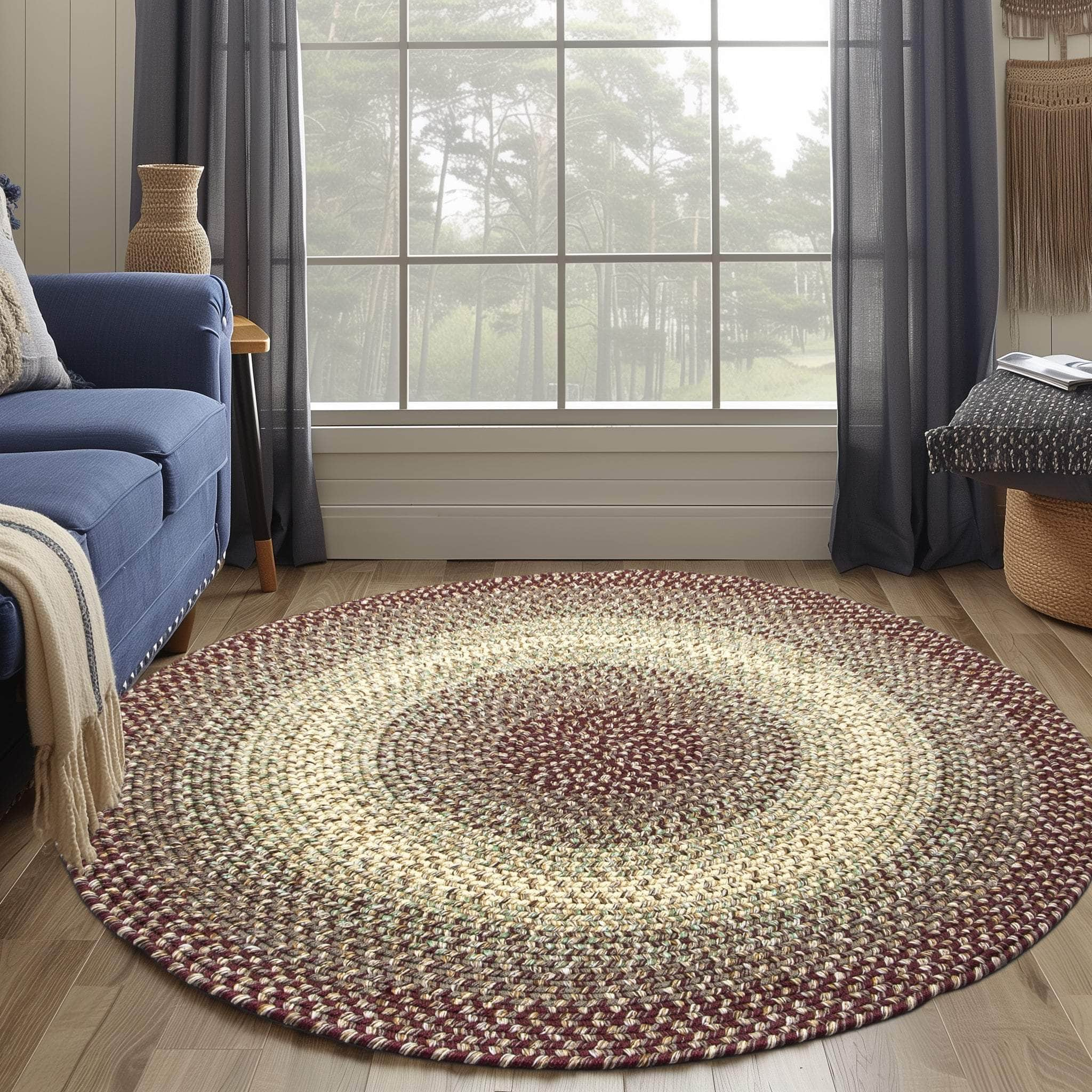 Ridgewood Indoor Outdoor Braided Rug #color_Burgundy