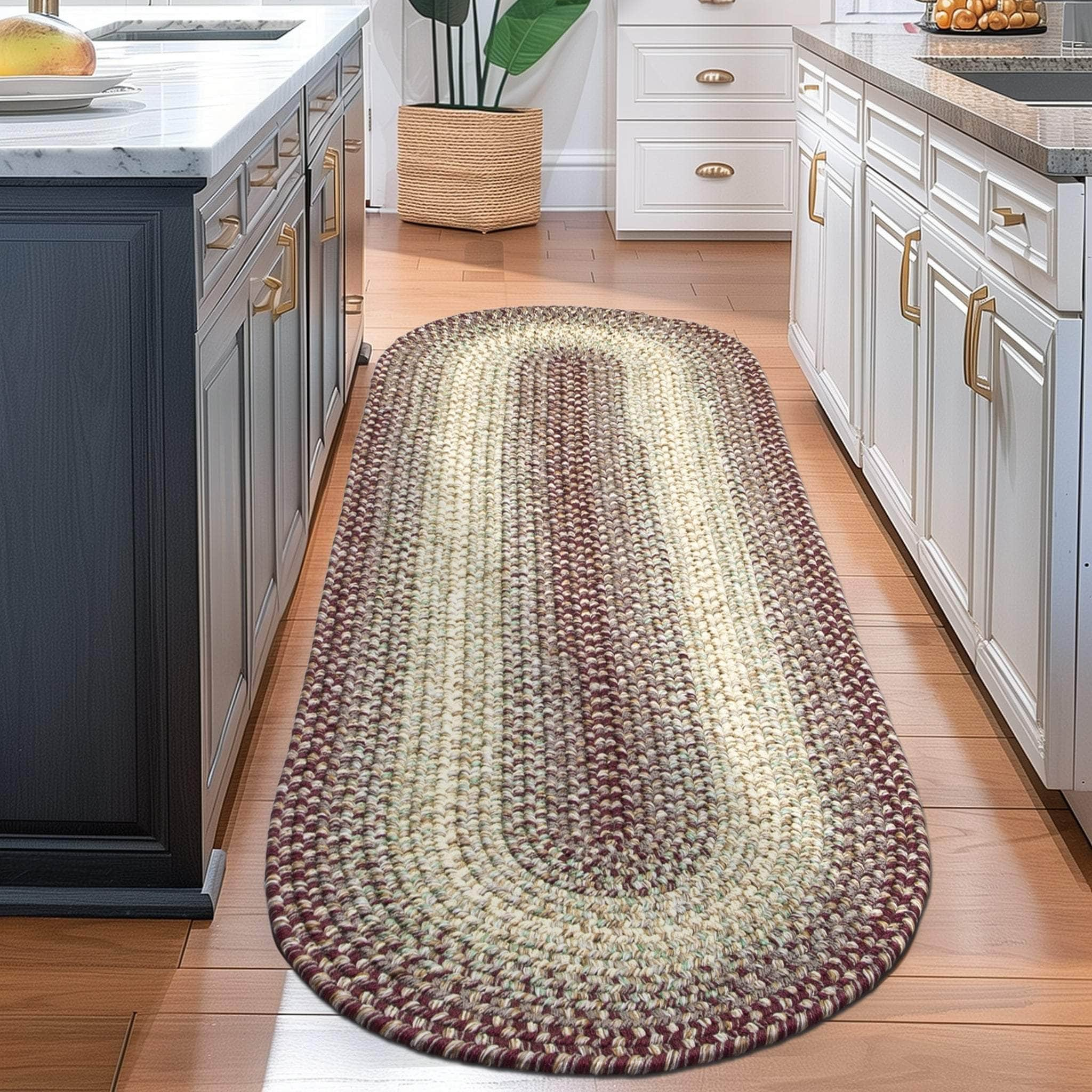 Ridgewood Indoor Outdoor Braided Rug #color_Burgundy