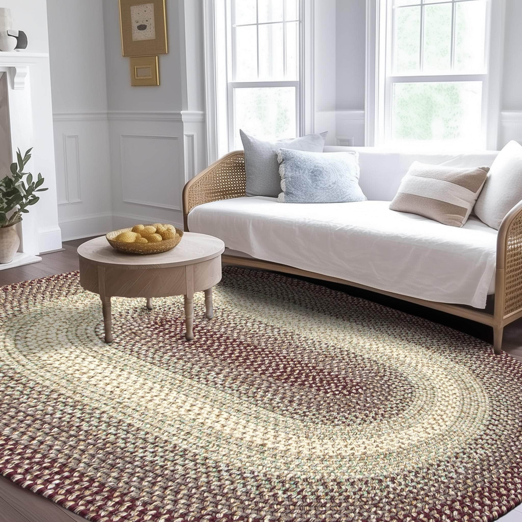 Ridgewood Indoor Outdoor Braided Rug #color_Burgundy