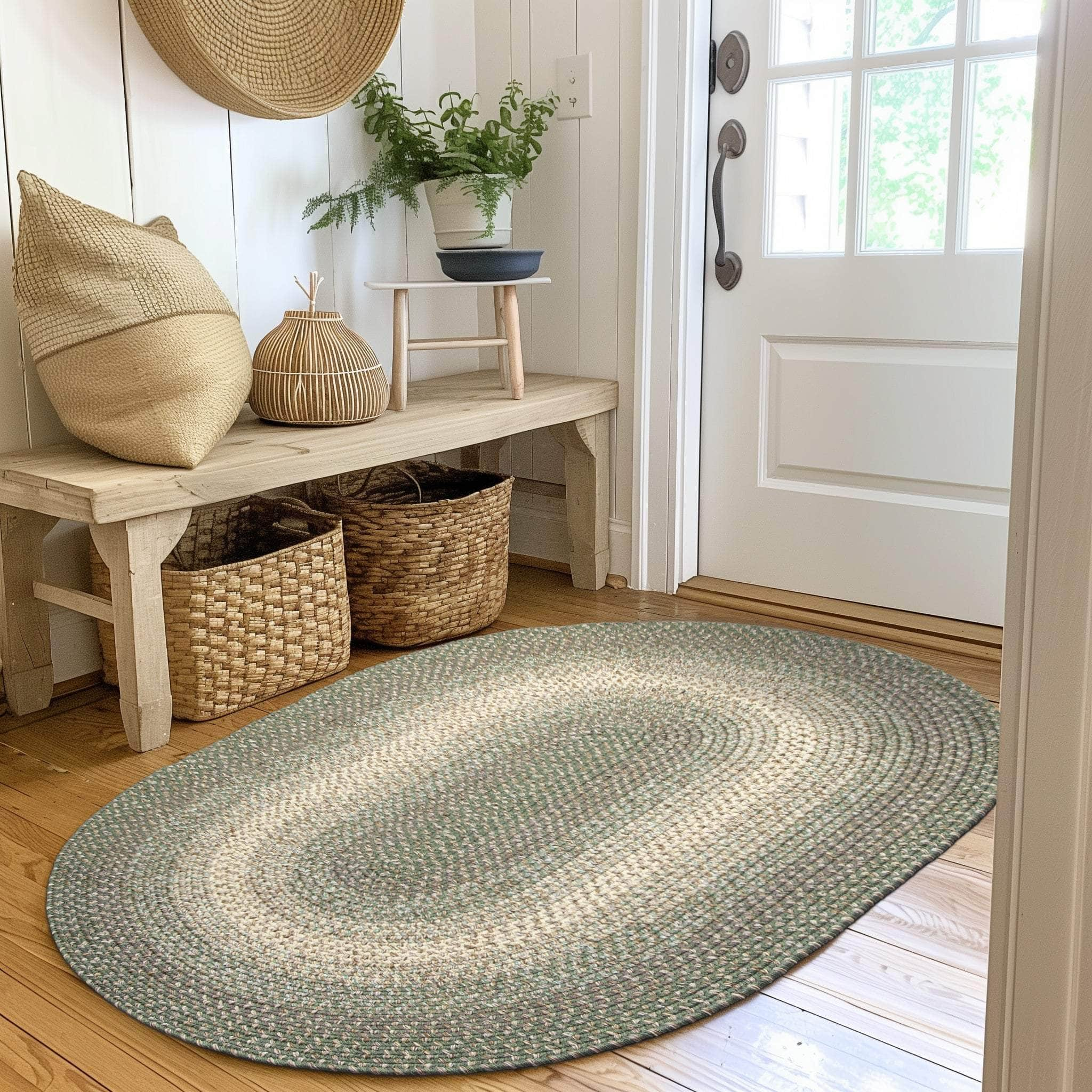 Ridgewood Indoor Outdoor Braided Rug #color_Forest Green