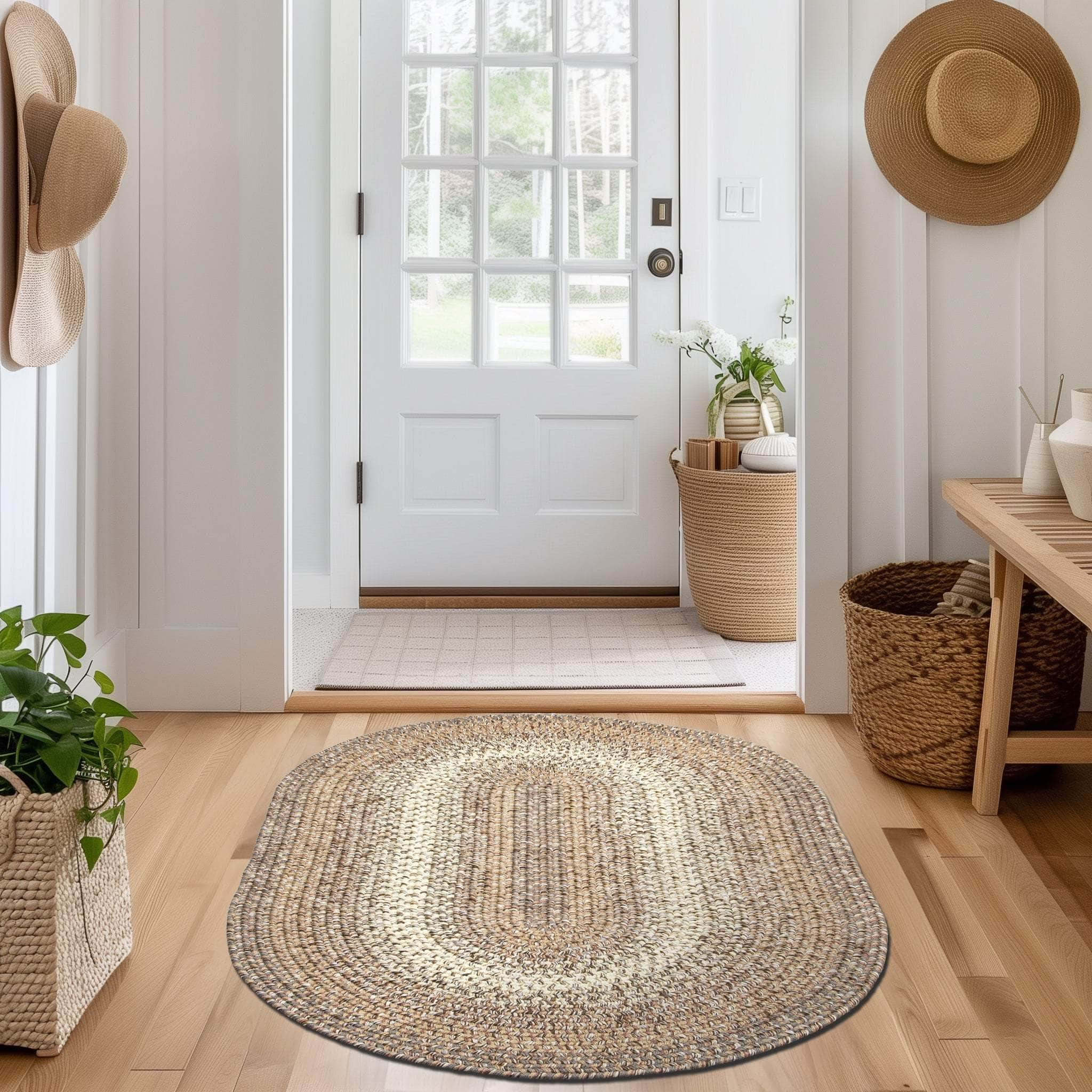 Ridgewood Indoor Outdoor Braided Rug #color_Taupetone